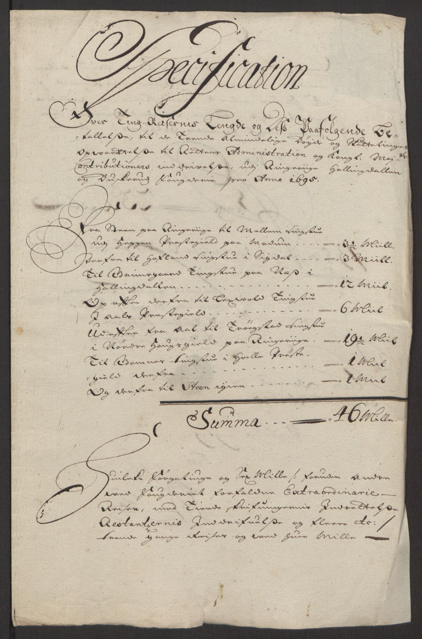 Rentekammeret inntil 1814, Reviderte regnskaper, Fogderegnskap, AV/RA-EA-4092/R22/L1452: Fogderegnskap Ringerike, Hallingdal og Buskerud, 1695, p. 341