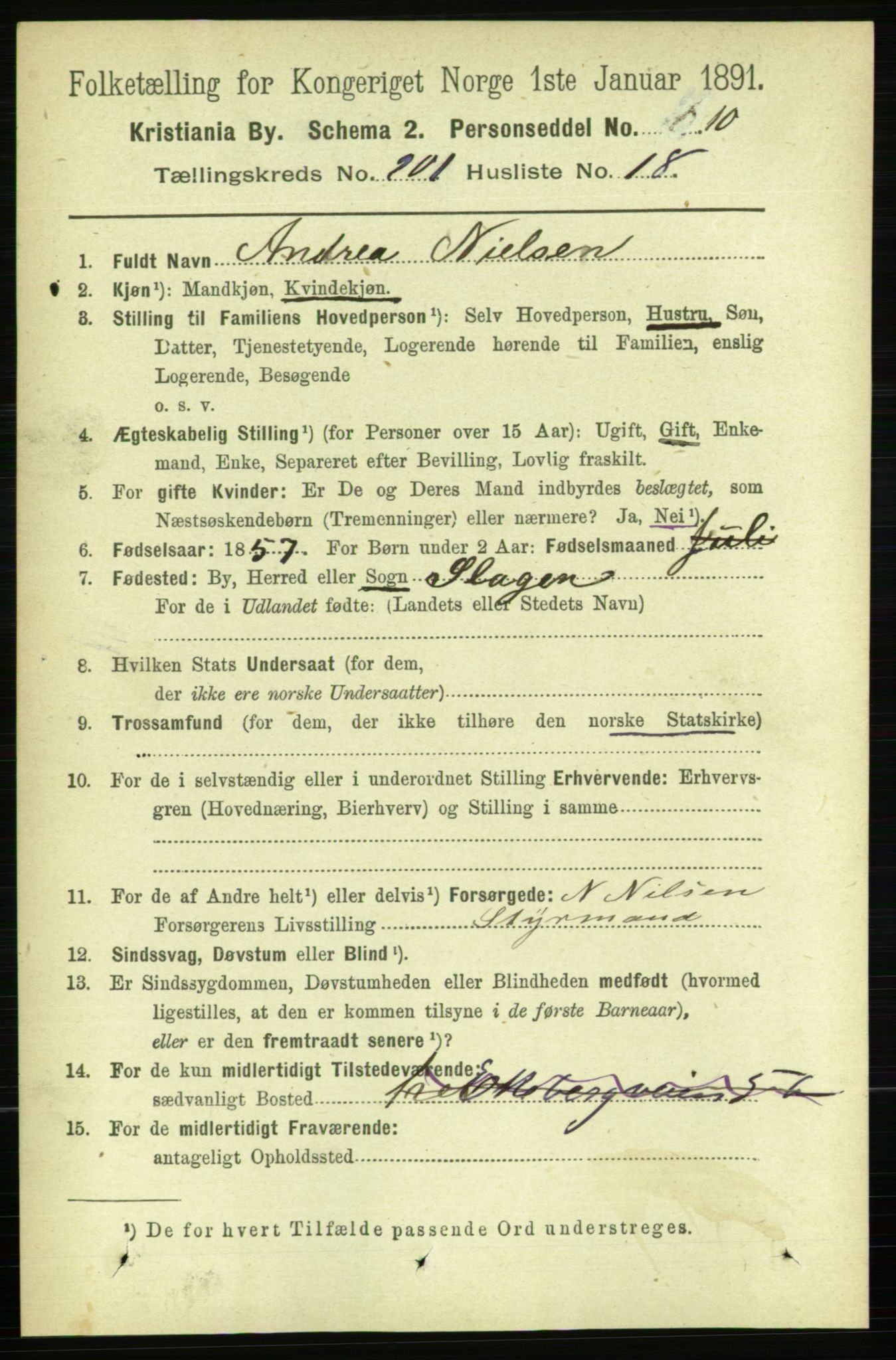 RA, 1891 census for 0301 Kristiania, 1891, p. 121309