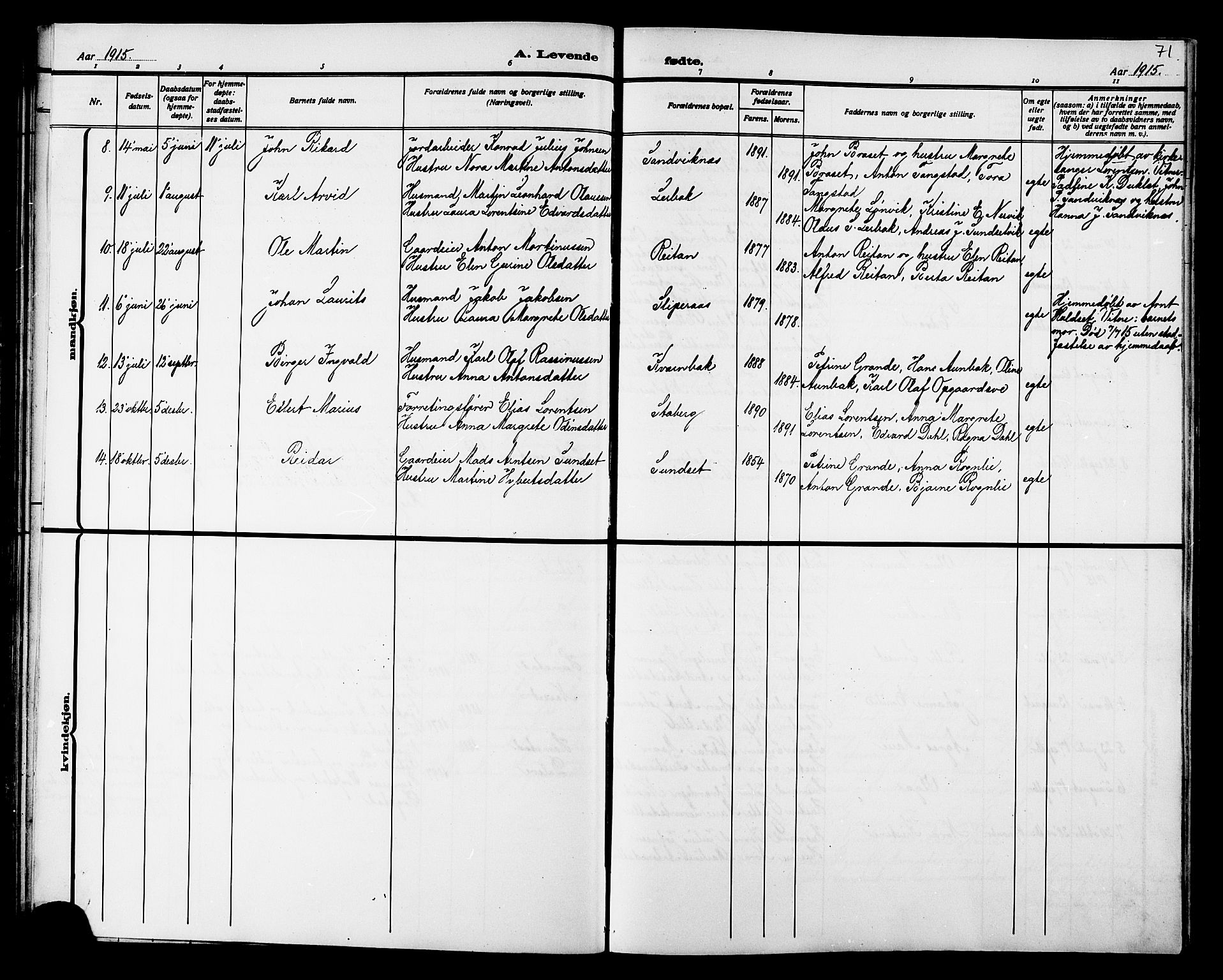 Ministerialprotokoller, klokkerbøker og fødselsregistre - Nord-Trøndelag, AV/SAT-A-1458/733/L0327: Parish register (copy) no. 733C02, 1888-1918, p. 71