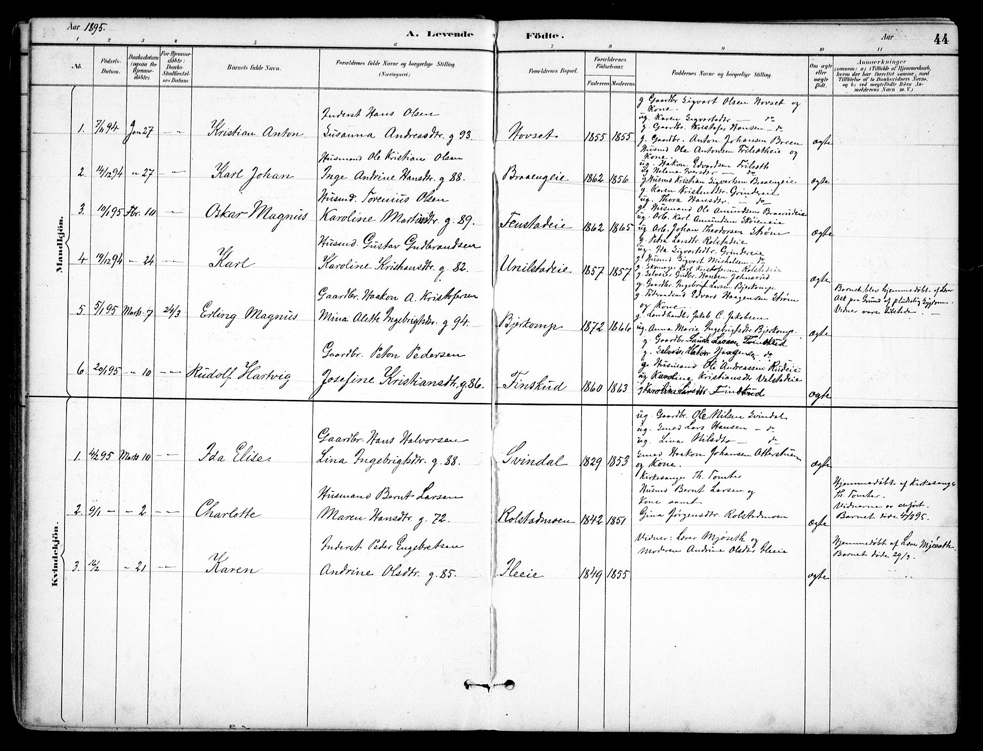 Nes prestekontor Kirkebøker, AV/SAO-A-10410/F/Fb/L0002: Parish register (official) no. II 2, 1883-1918, p. 44