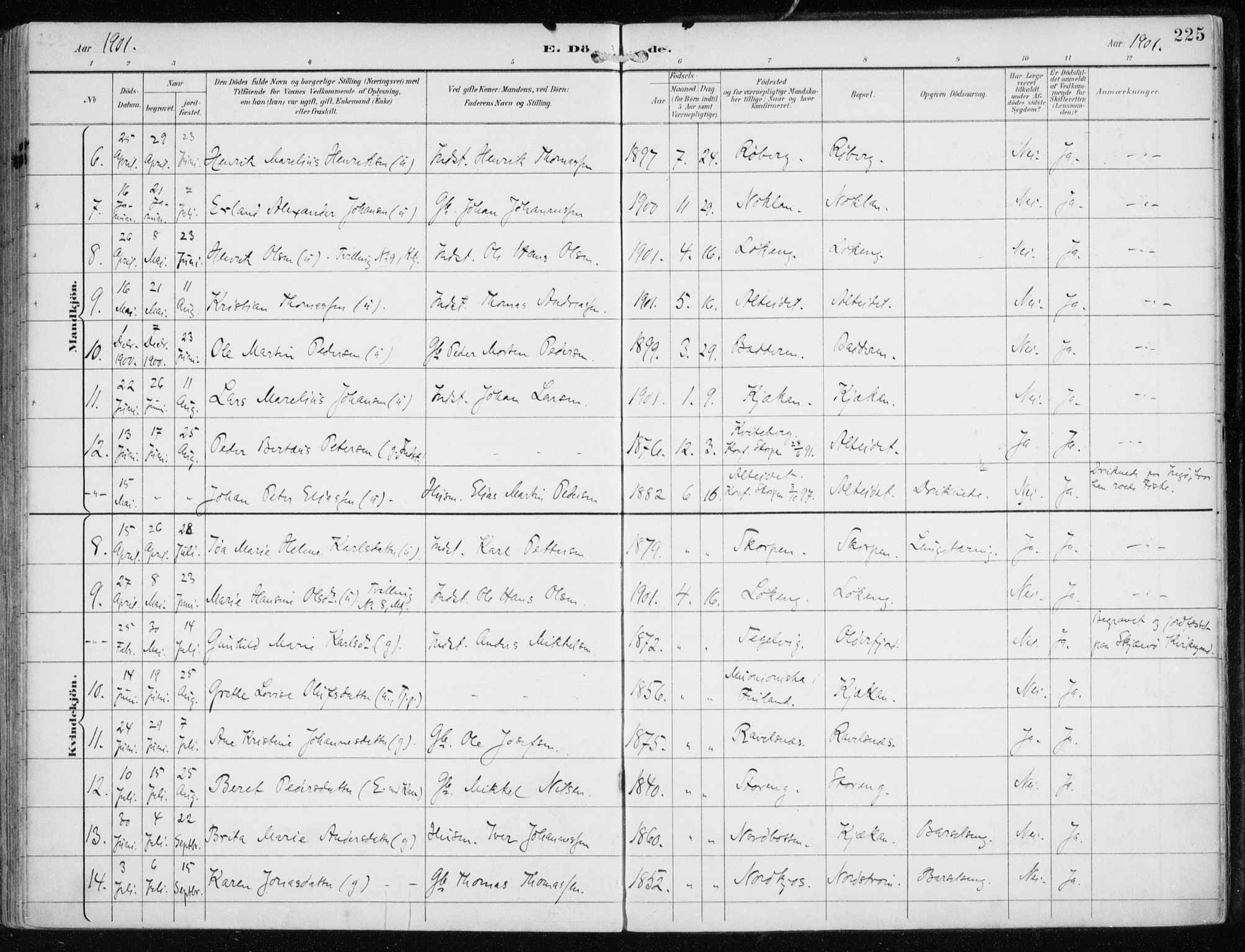 Skjervøy sokneprestkontor, AV/SATØ-S-1300/H/Ha/Haa/L0016kirke: Parish register (official) no. 16, 1892-1908, p. 225