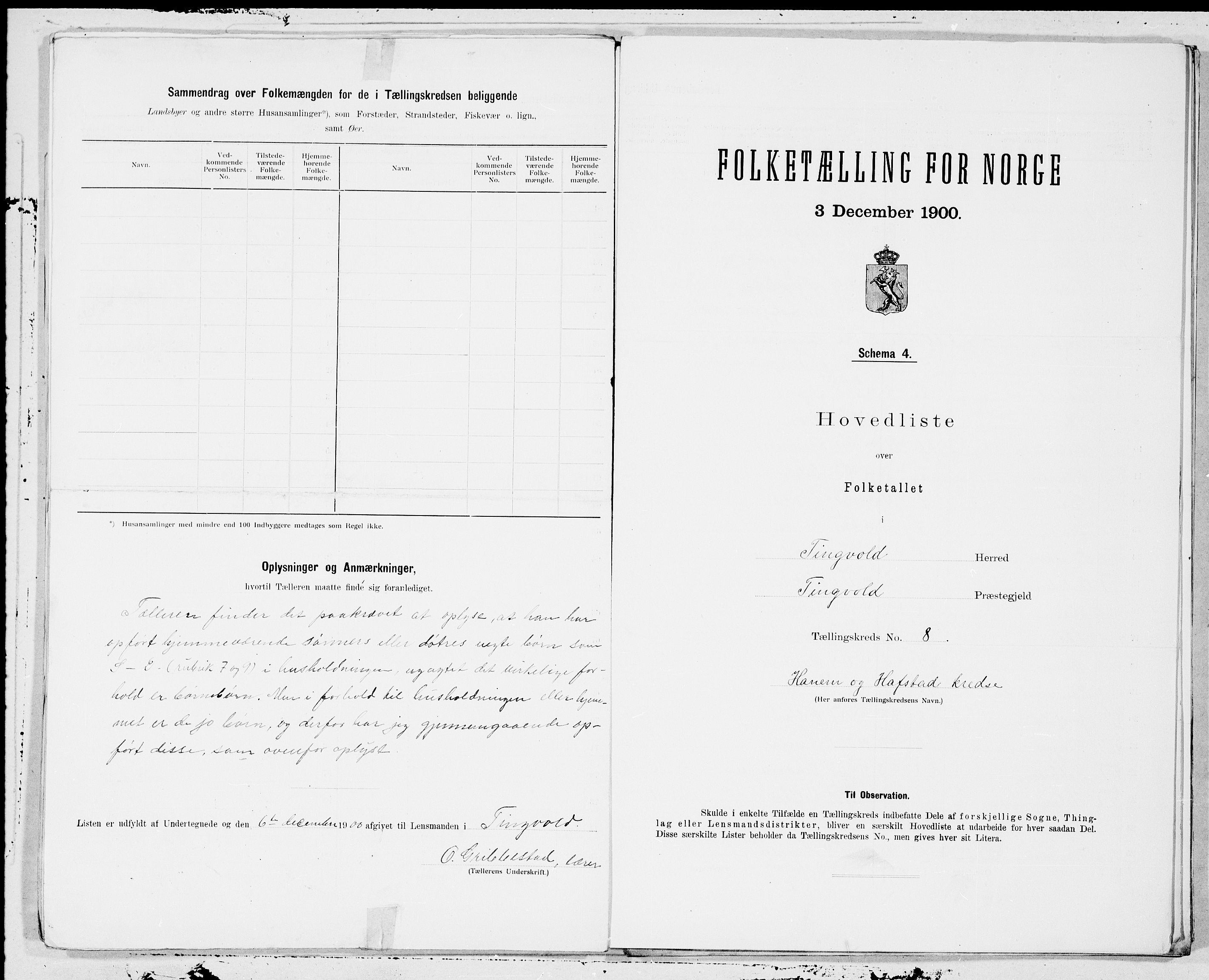 SAT, 1900 census for Tingvoll, 1900, p. 16
