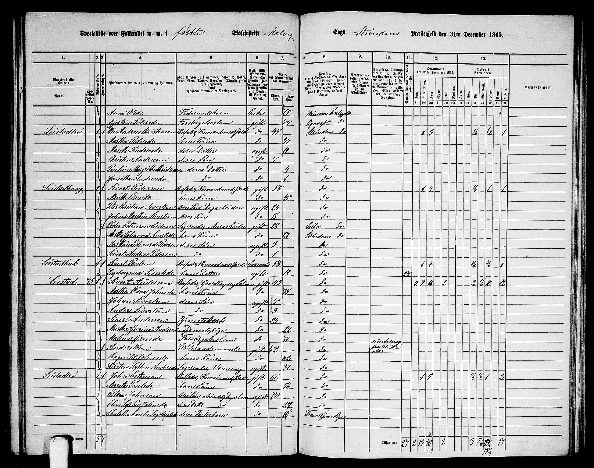 RA, 1865 census for Strinda, 1865, p. 190