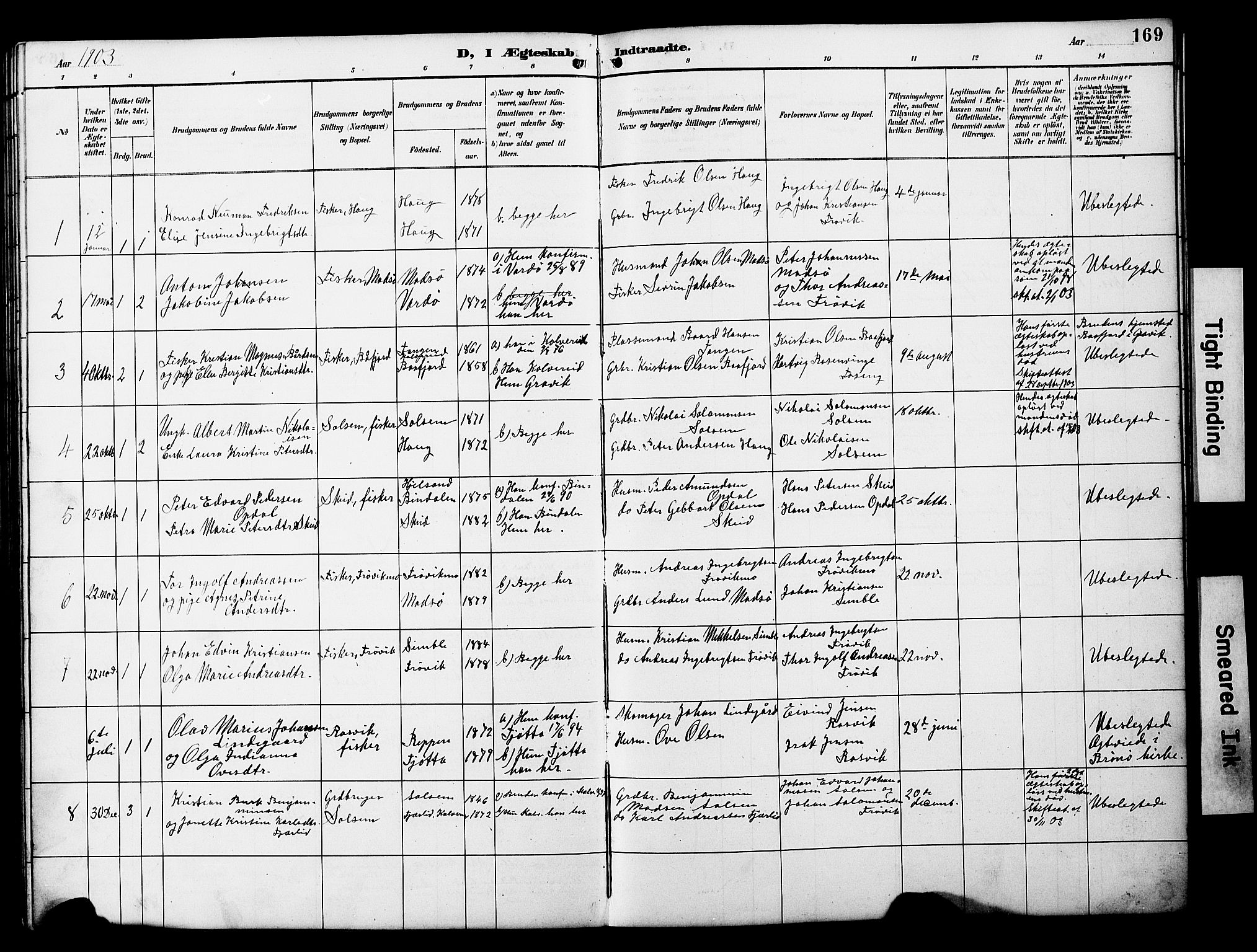 Ministerialprotokoller, klokkerbøker og fødselsregistre - Nord-Trøndelag, SAT/A-1458/788/L0701: Parish register (copy) no. 788C01, 1888-1913, p. 169