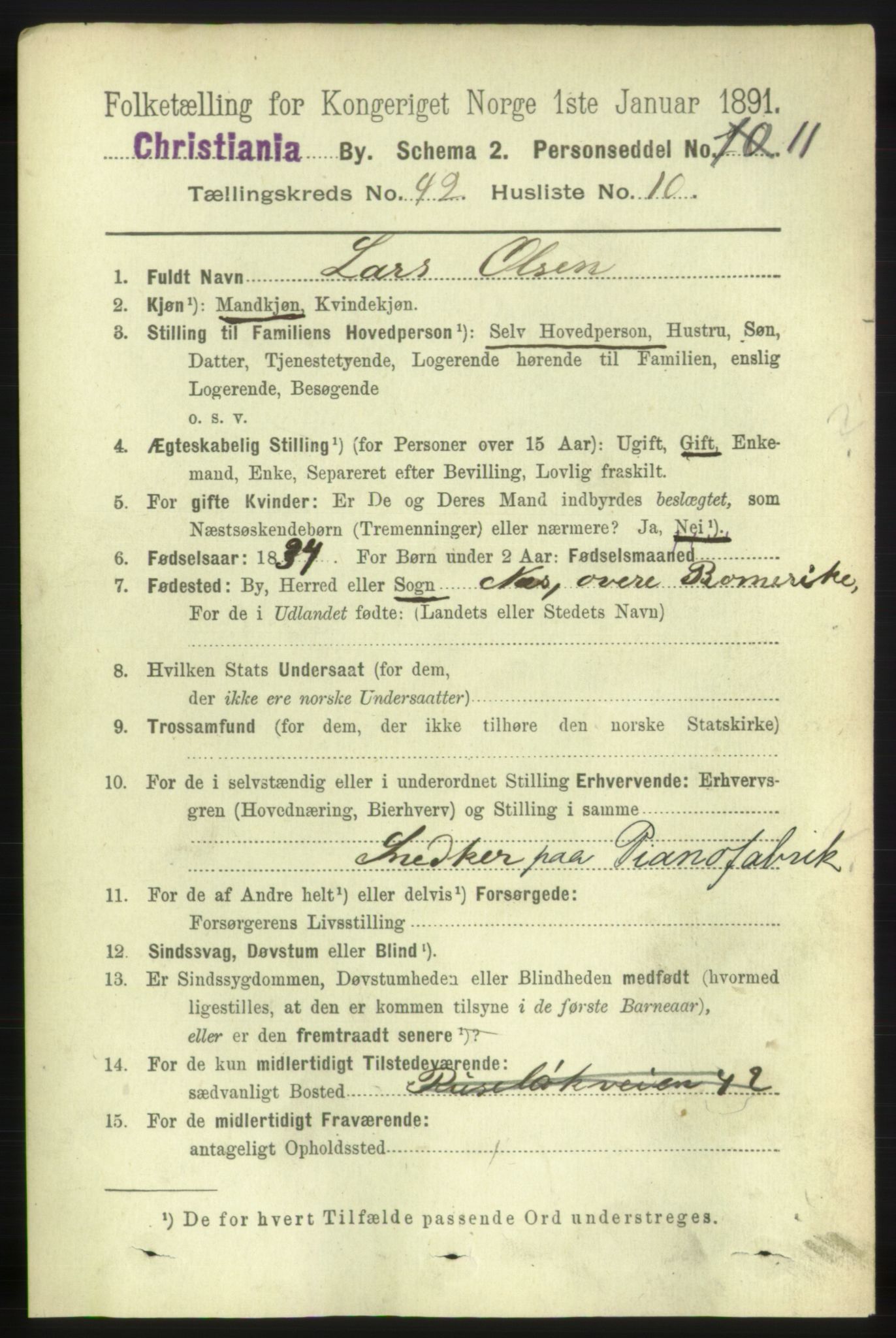 RA, 1891 census for 0301 Kristiania, 1891, p. 25238