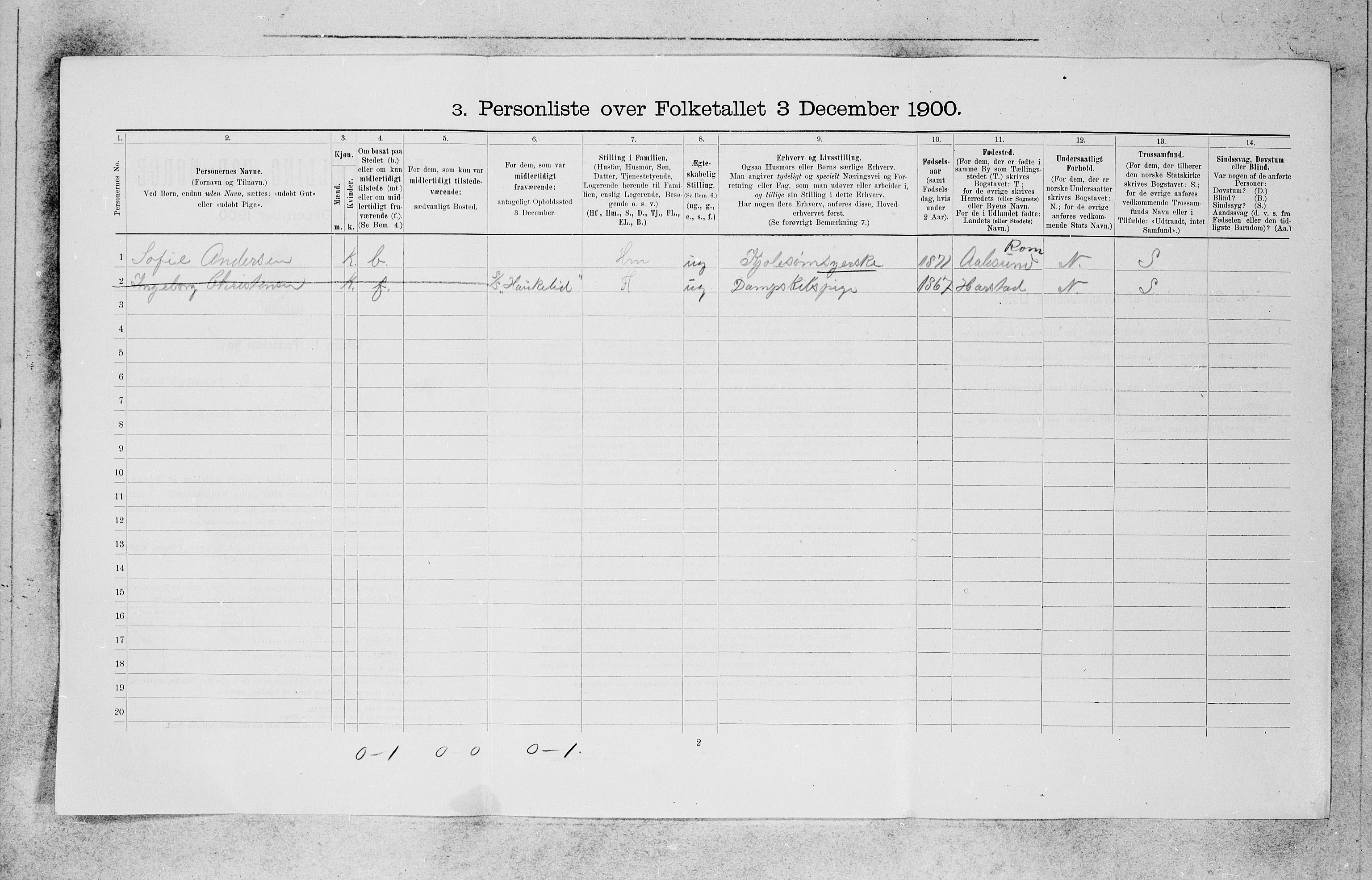 SAB, 1900 census for Bergen, 1900, p. 11085