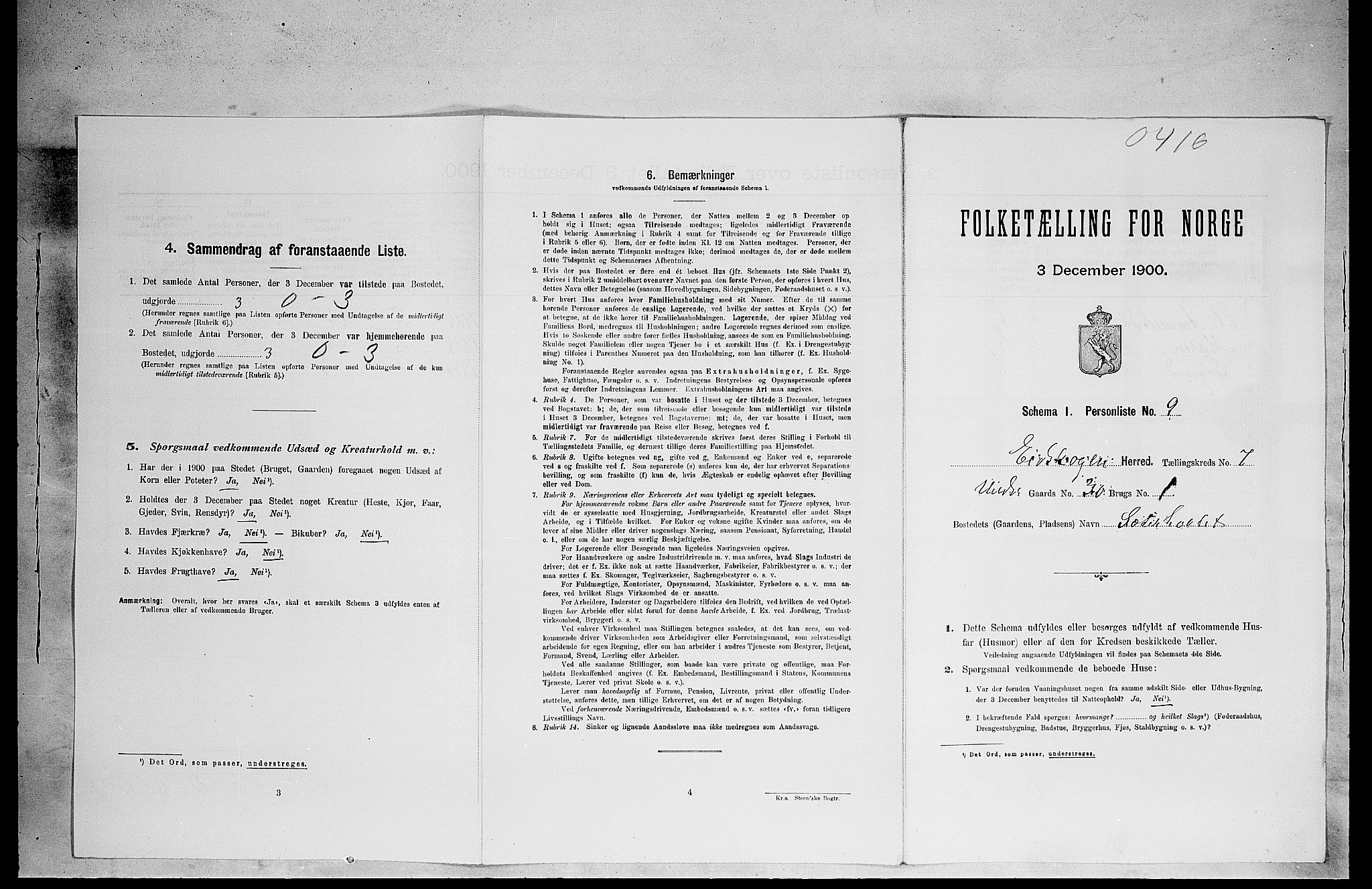 SAH, 1900 census for Eidskog, 1900, p. 823