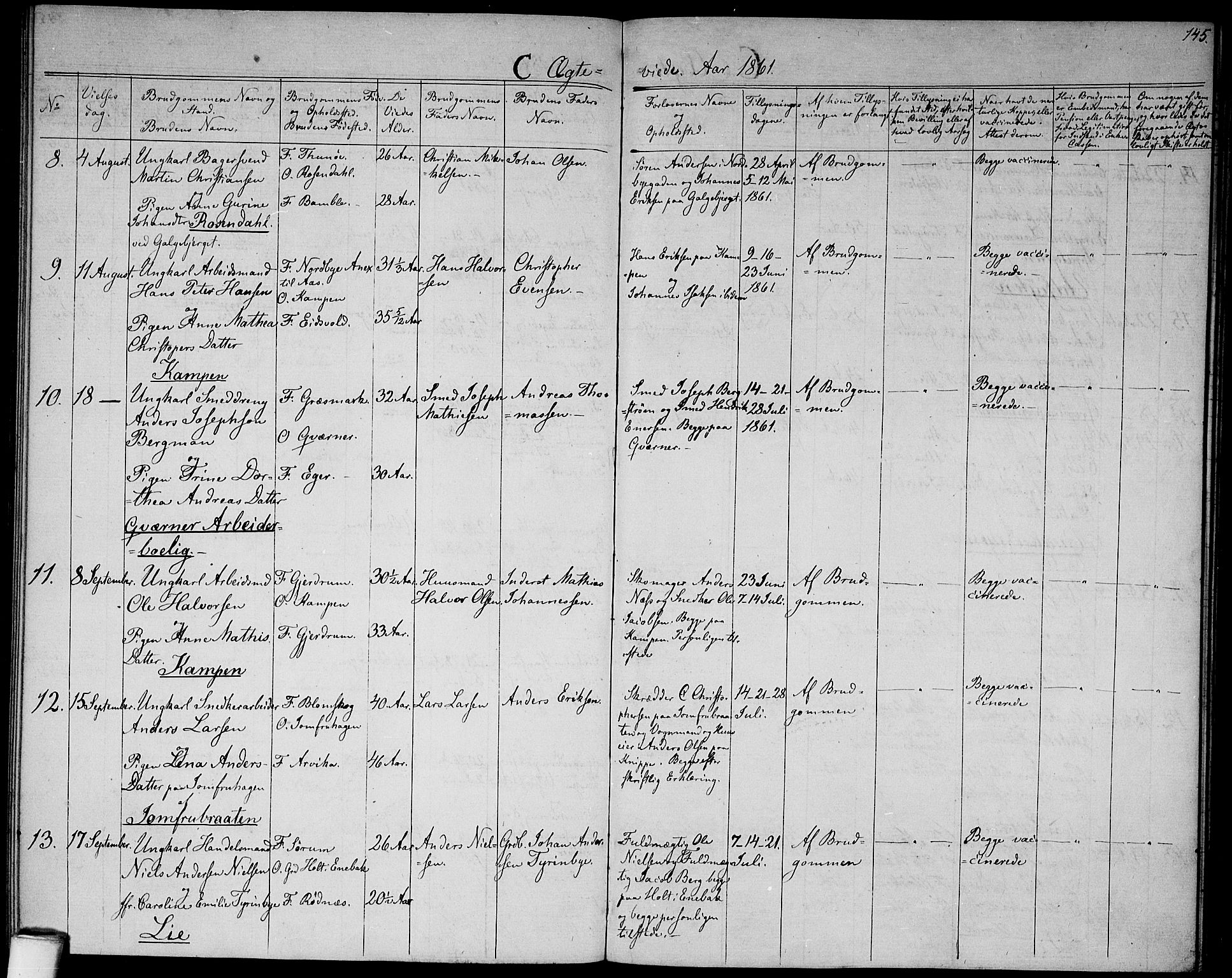 Østre Aker prestekontor Kirkebøker, SAO/A-10840/G/Ga/L0001: Parish register (copy) no. I 1, 1861-1864, p. 145