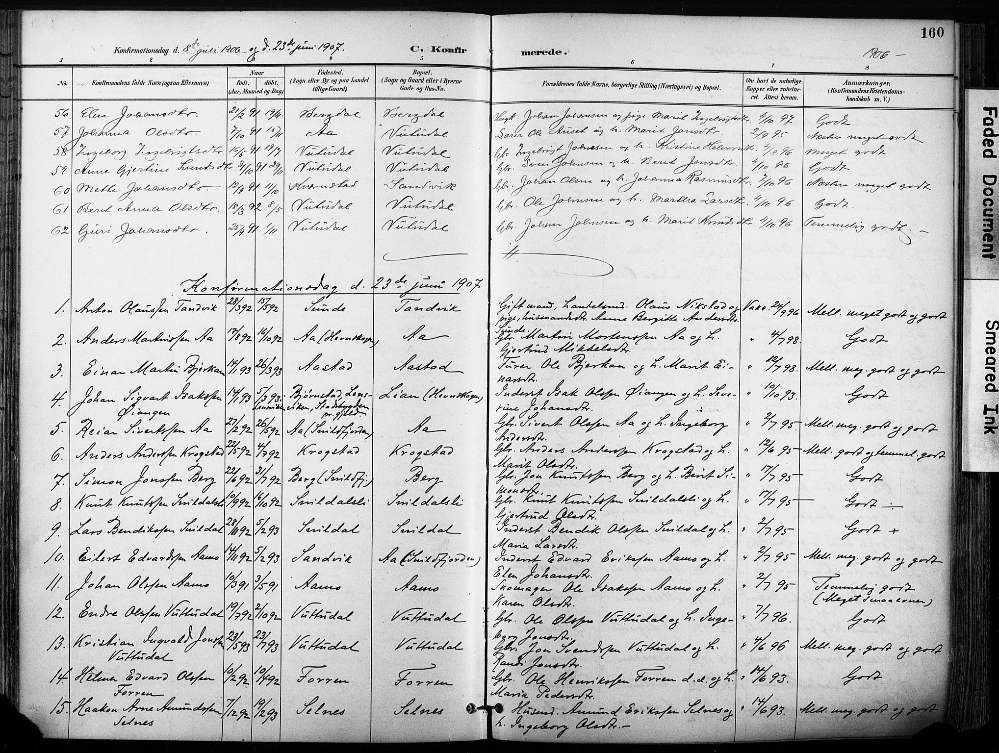 Ministerialprotokoller, klokkerbøker og fødselsregistre - Sør-Trøndelag, SAT/A-1456/630/L0497: Parish register (official) no. 630A10, 1896-1910, p. 160