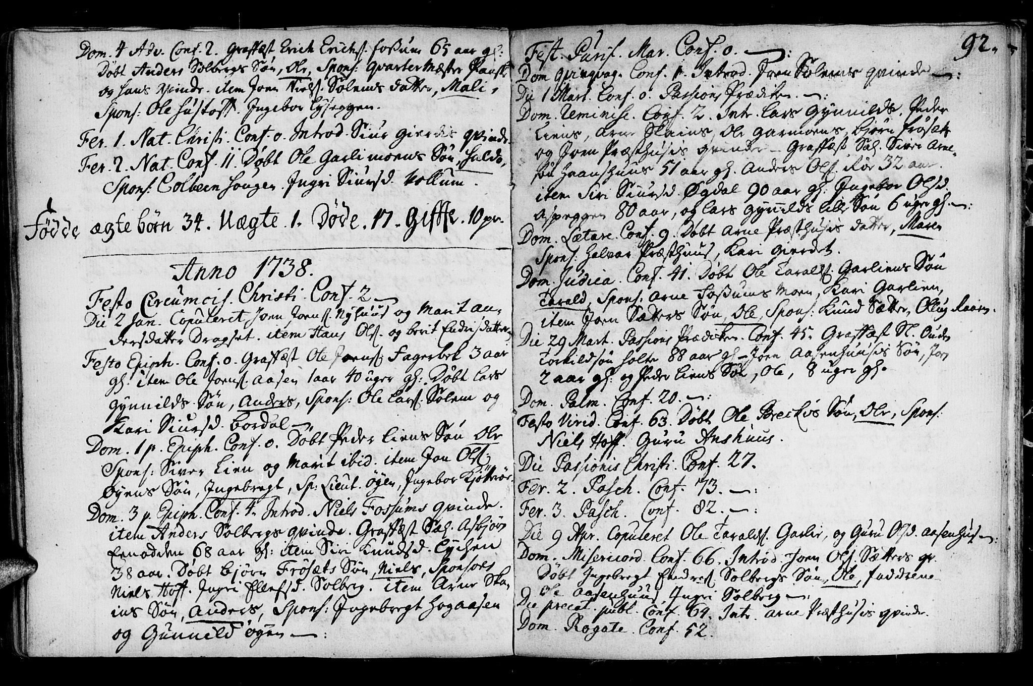 Ministerialprotokoller, klokkerbøker og fødselsregistre - Sør-Trøndelag, SAT/A-1456/689/L1036: Parish register (official) no. 689A01, 1696-1746, p. 92