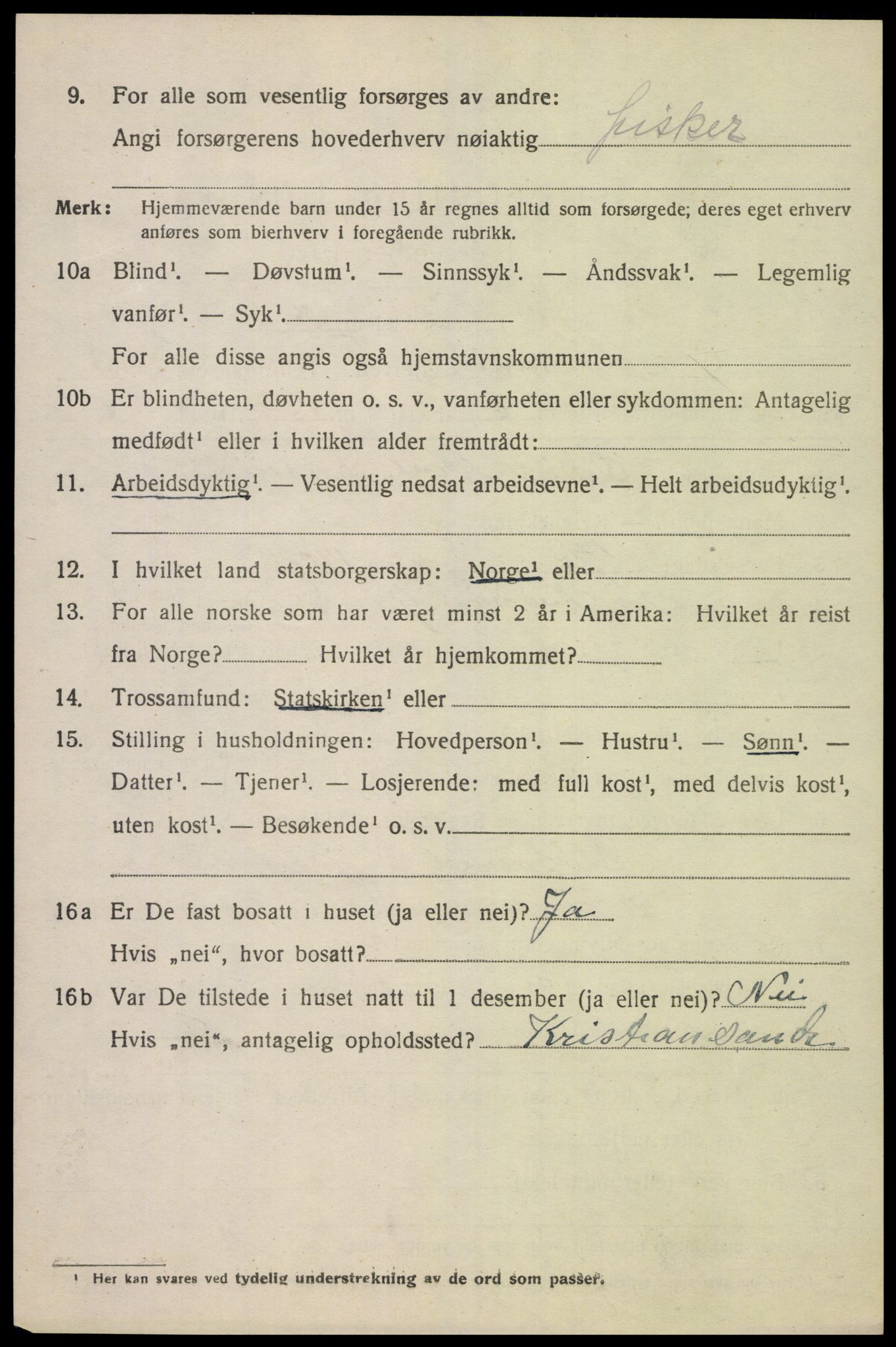 SAK, 1920 census for Spangereid, 1920, p. 1498