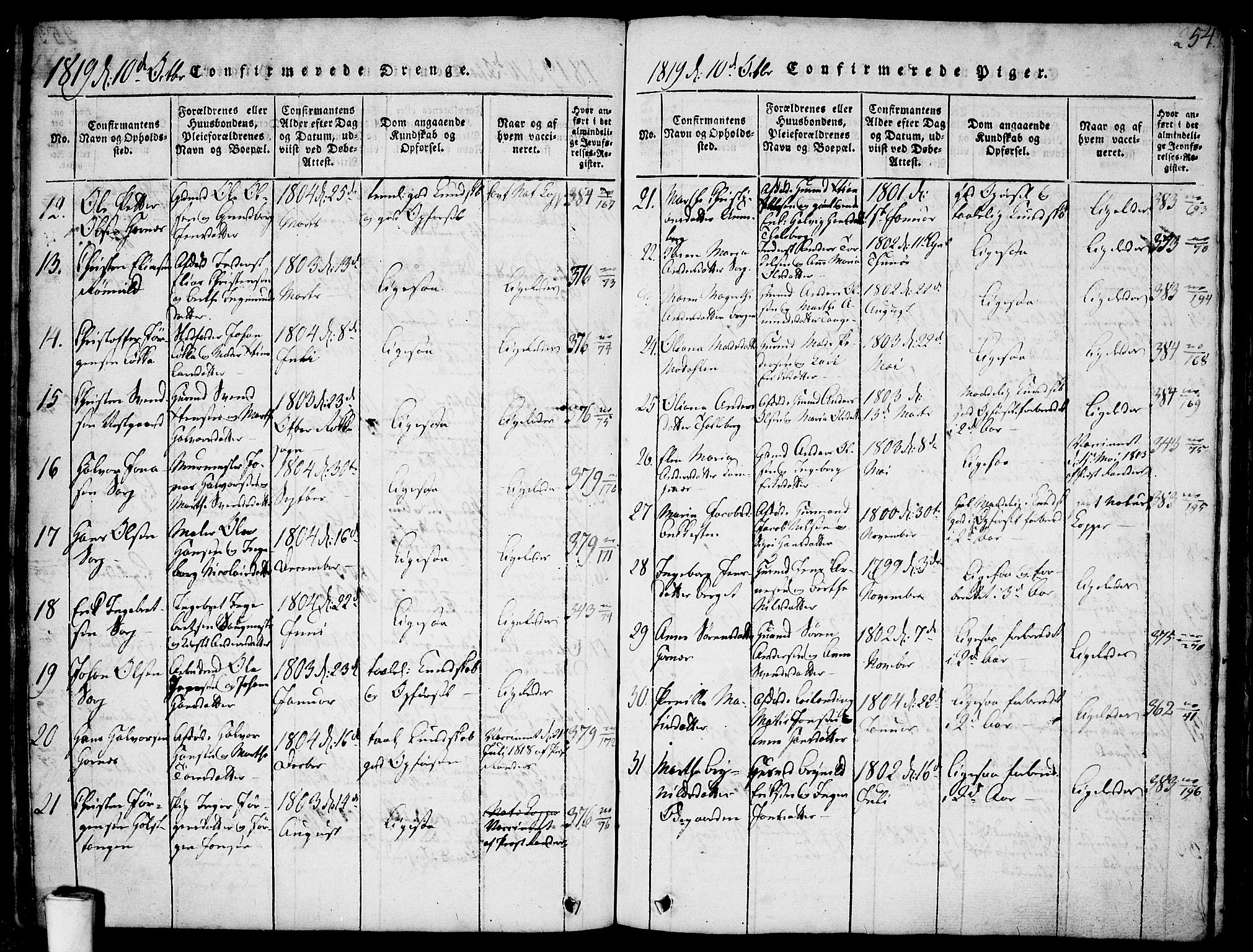 Skjeberg prestekontor Kirkebøker, AV/SAO-A-10923/F/Fa/L0004: Parish register (official) no. I 4, 1815-1830, p. 254