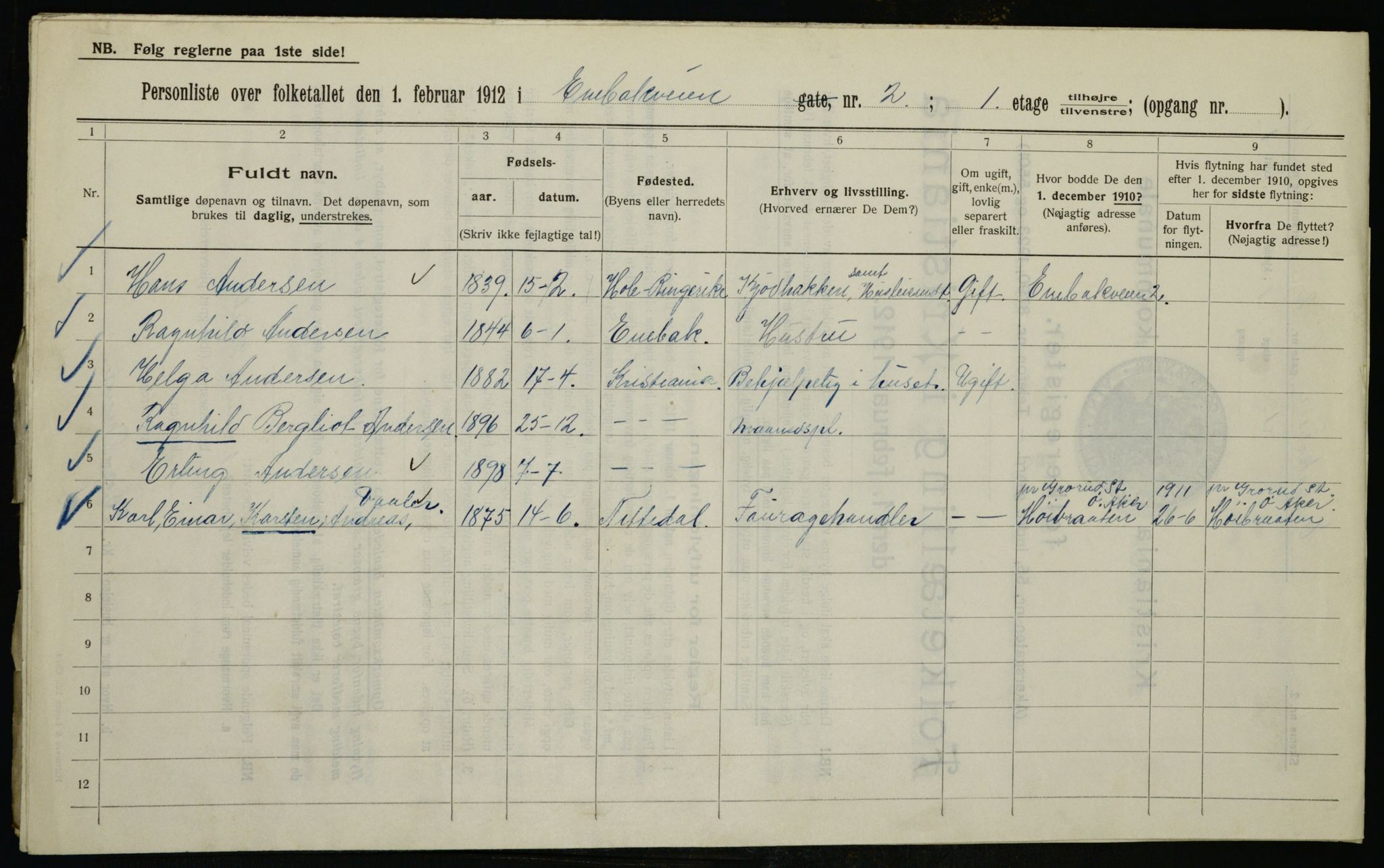 OBA, Municipal Census 1912 for Kristiania, 1912, p. 20950