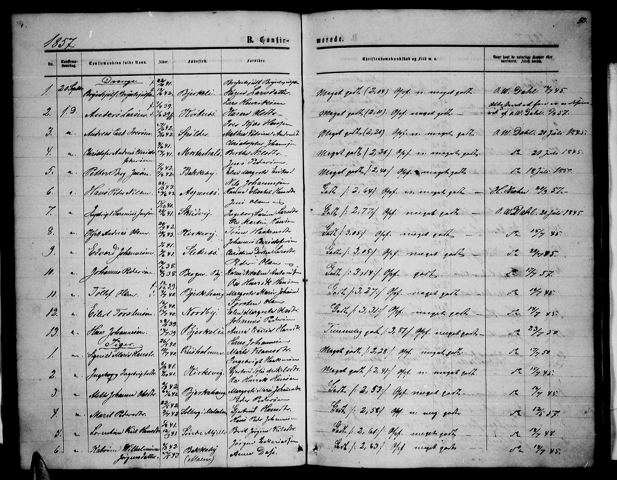 Balsfjord sokneprestembete, SATØ/S-1303/G/Ga/L0001klokker: Parish register (copy) no. 1, 1856-1869, p. 50