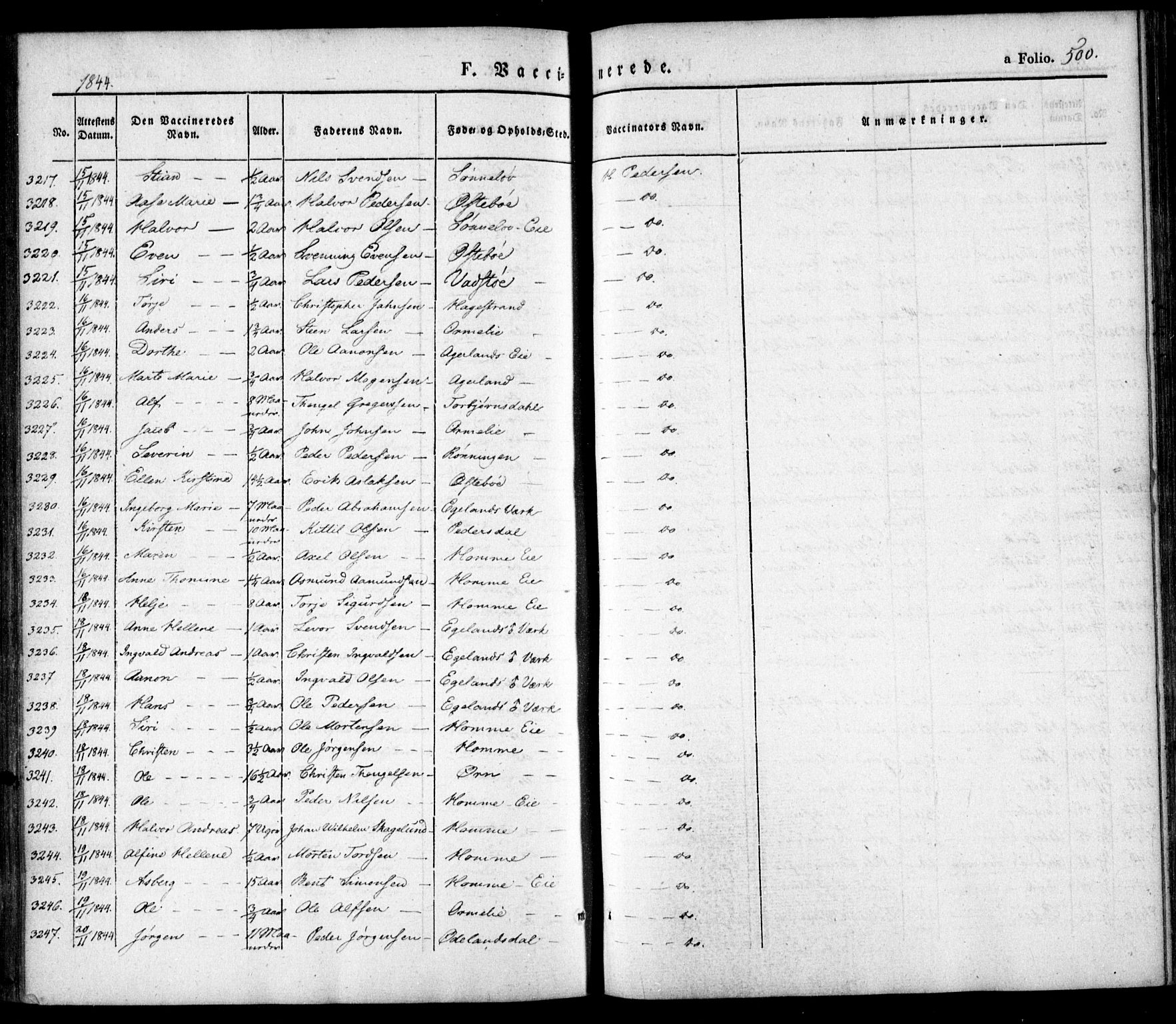 Søndeled sokneprestkontor, SAK/1111-0038/F/Fa/L0002: Parish register (official) no. A 2, 1839-1860, p. 500