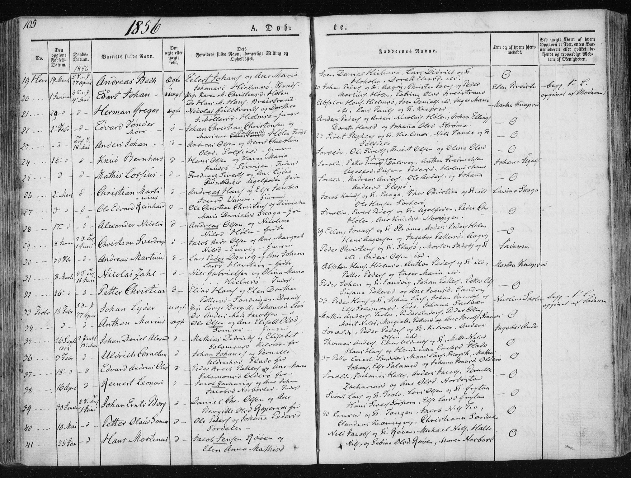 Ministerialprotokoller, klokkerbøker og fødselsregistre - Nordland, SAT/A-1459/830/L0446: Parish register (official) no. 830A10, 1831-1865, p. 105