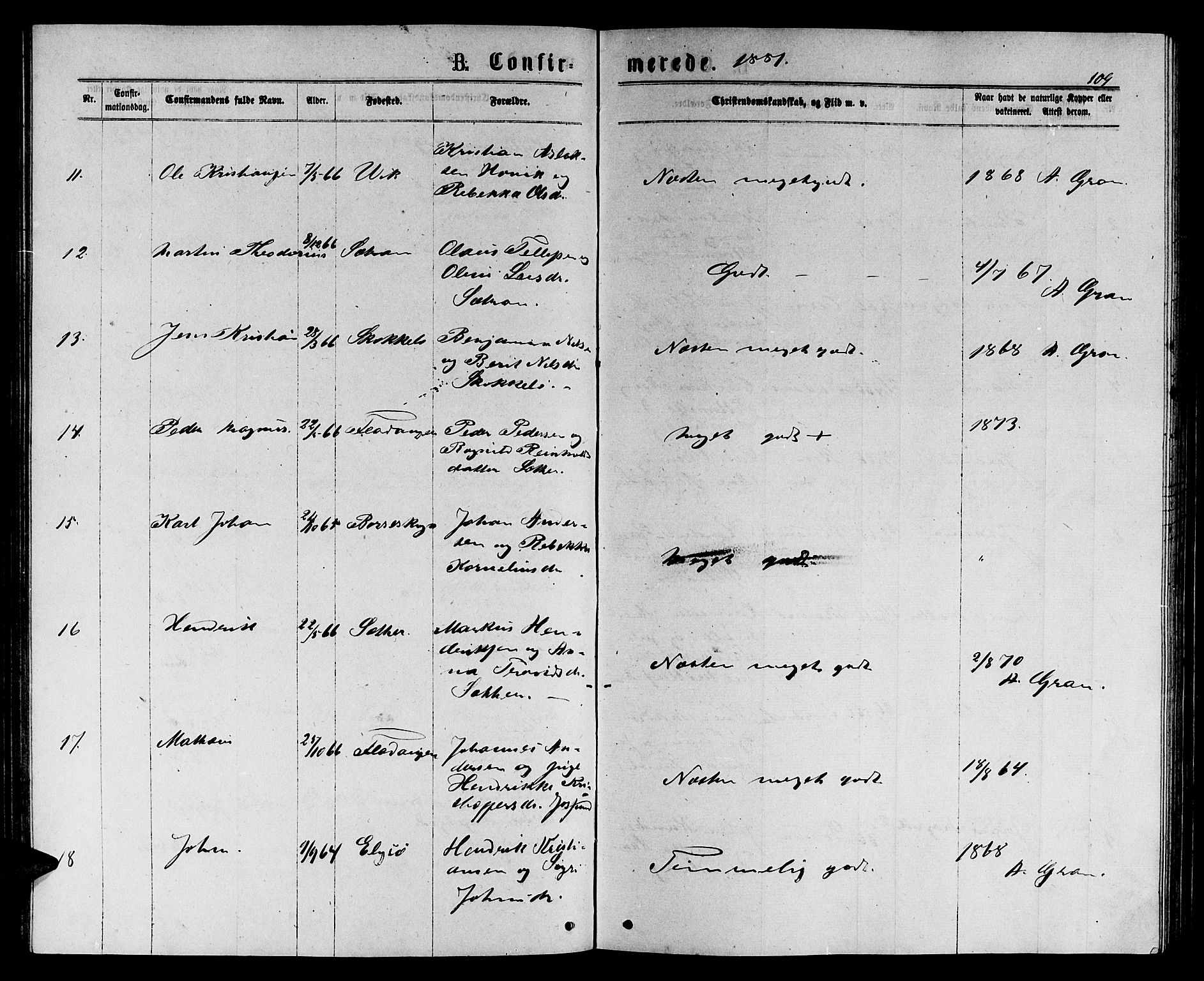 Ministerialprotokoller, klokkerbøker og fødselsregistre - Sør-Trøndelag, AV/SAT-A-1456/658/L0725: Parish register (copy) no. 658C01, 1867-1882, p. 109