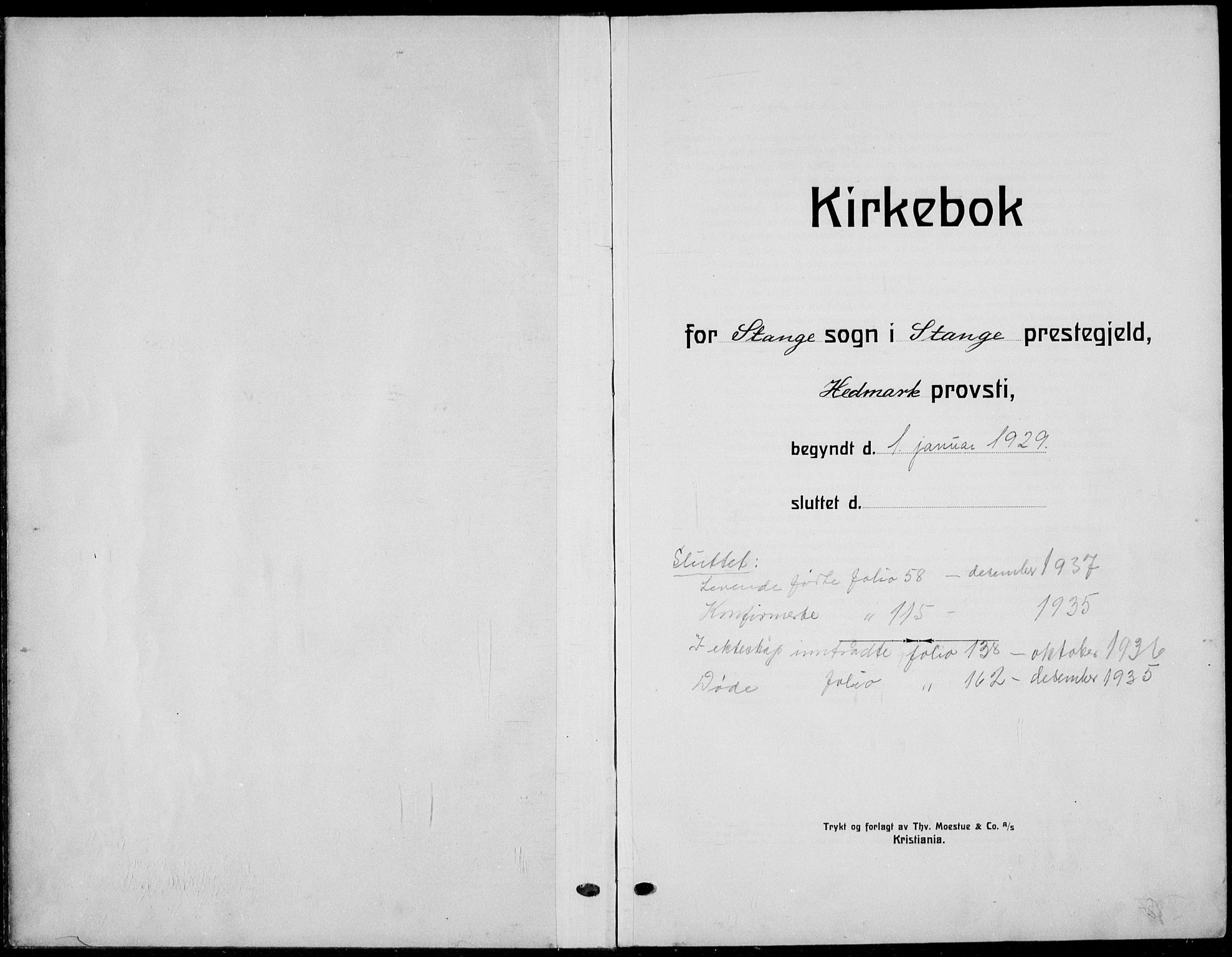 Stange prestekontor, AV/SAH-PREST-002/L/L0018: Parish register (copy) no. 18, 1929-1937