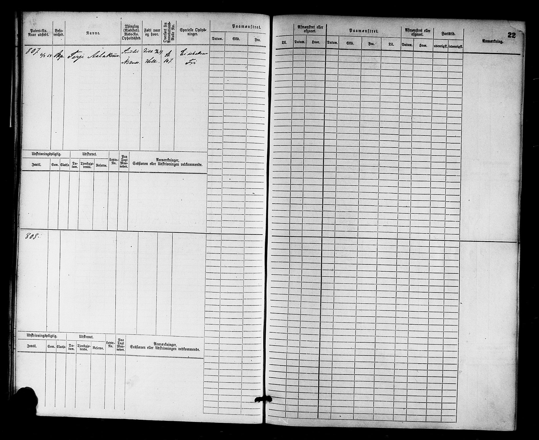 Risør mønstringskrets, SAK/2031-0010/F/Fb/L0003: Hovedrulle nr 767-1528, Q-3, 1868-1910, p. 23