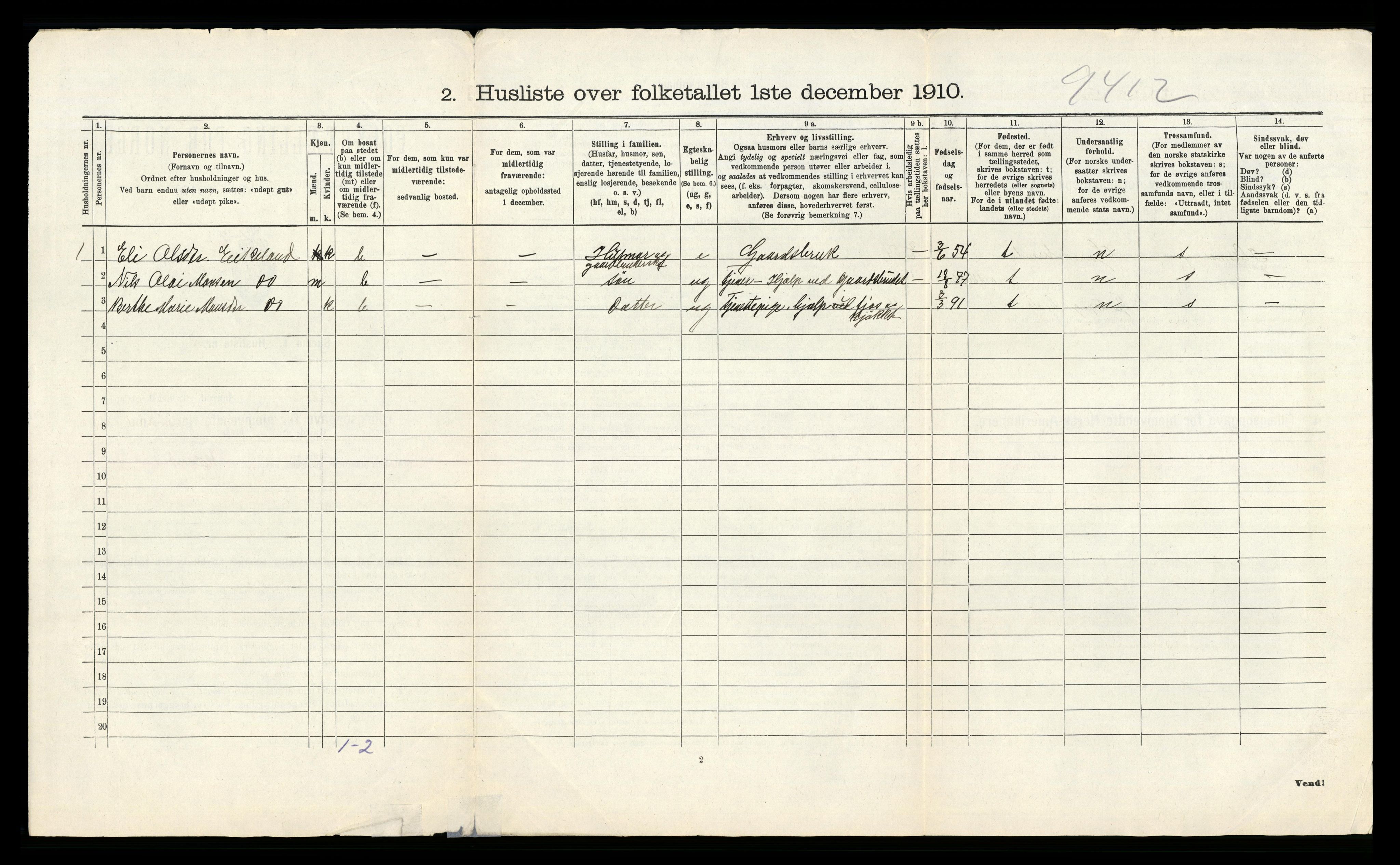 RA, 1910 census for Herdla, 1910, p. 43