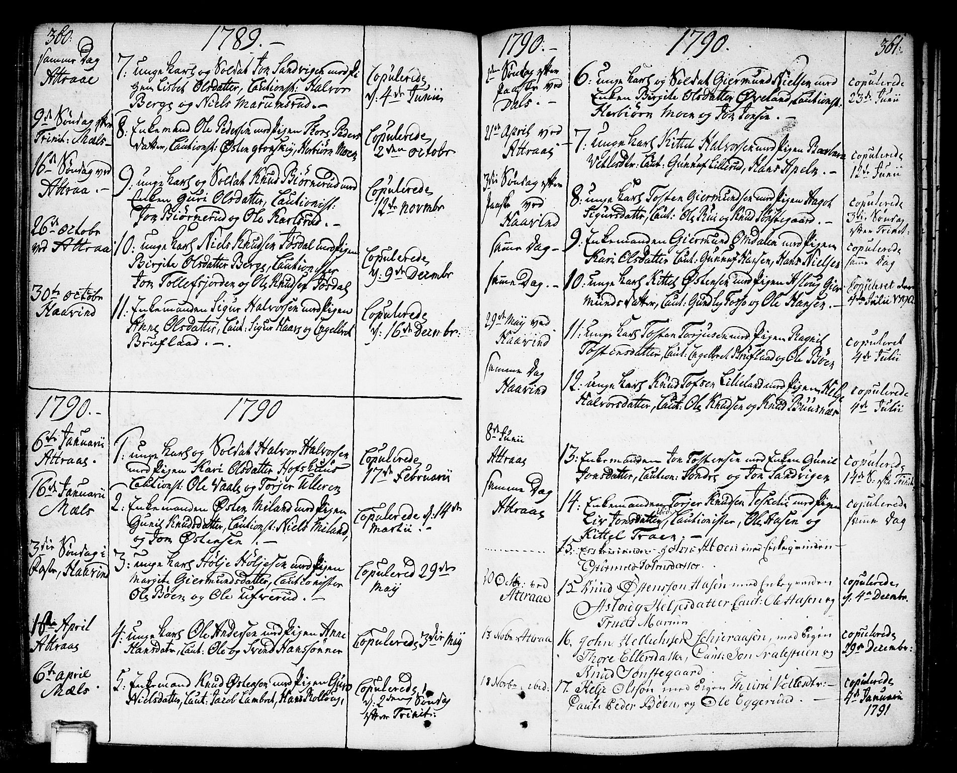 Tinn kirkebøker, AV/SAKO-A-308/F/Fa/L0002: Parish register (official) no. I 2, 1757-1810, p. 360-361