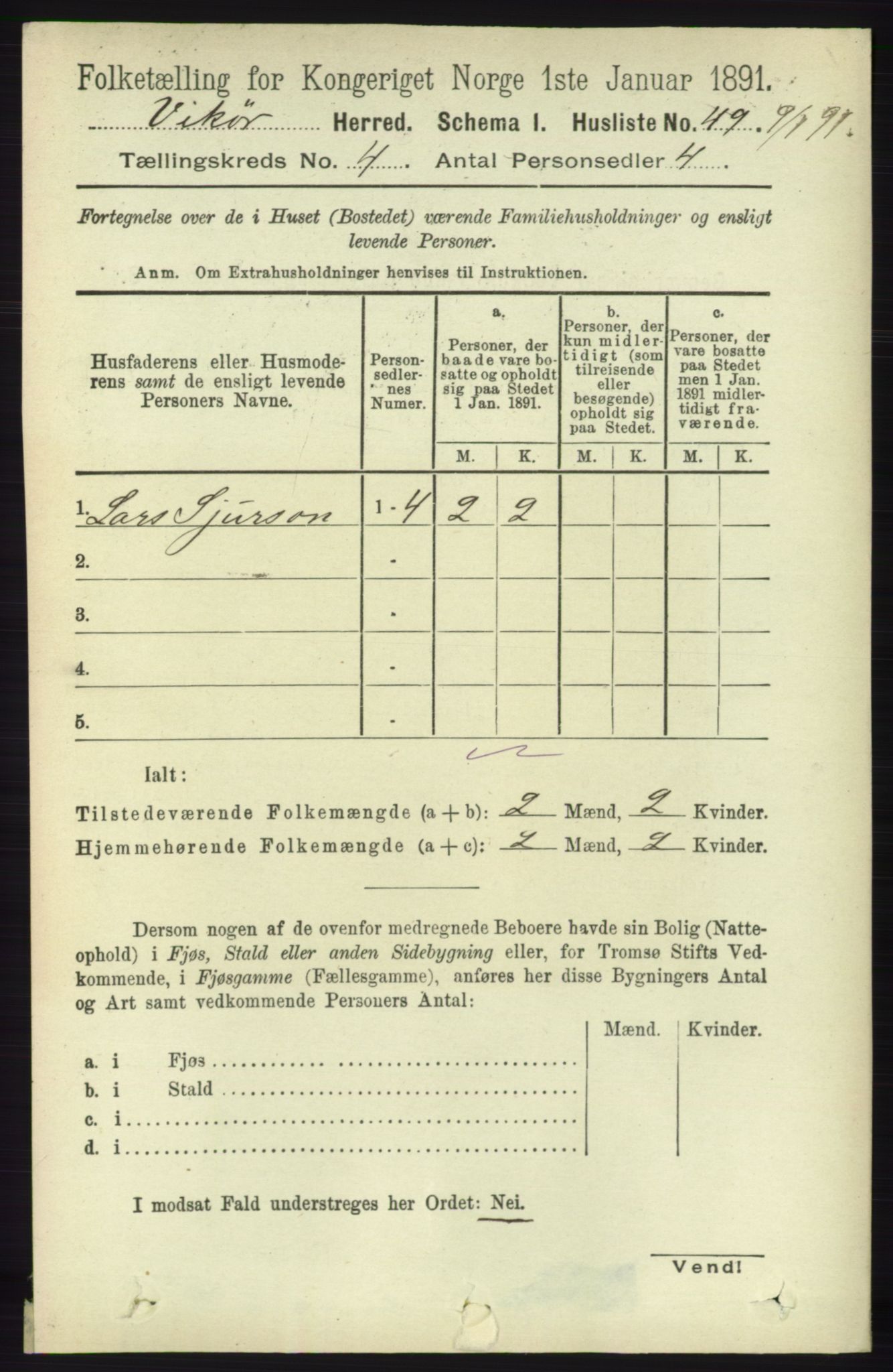 RA, 1891 census for 1238 Vikør, 1891, p. 1083