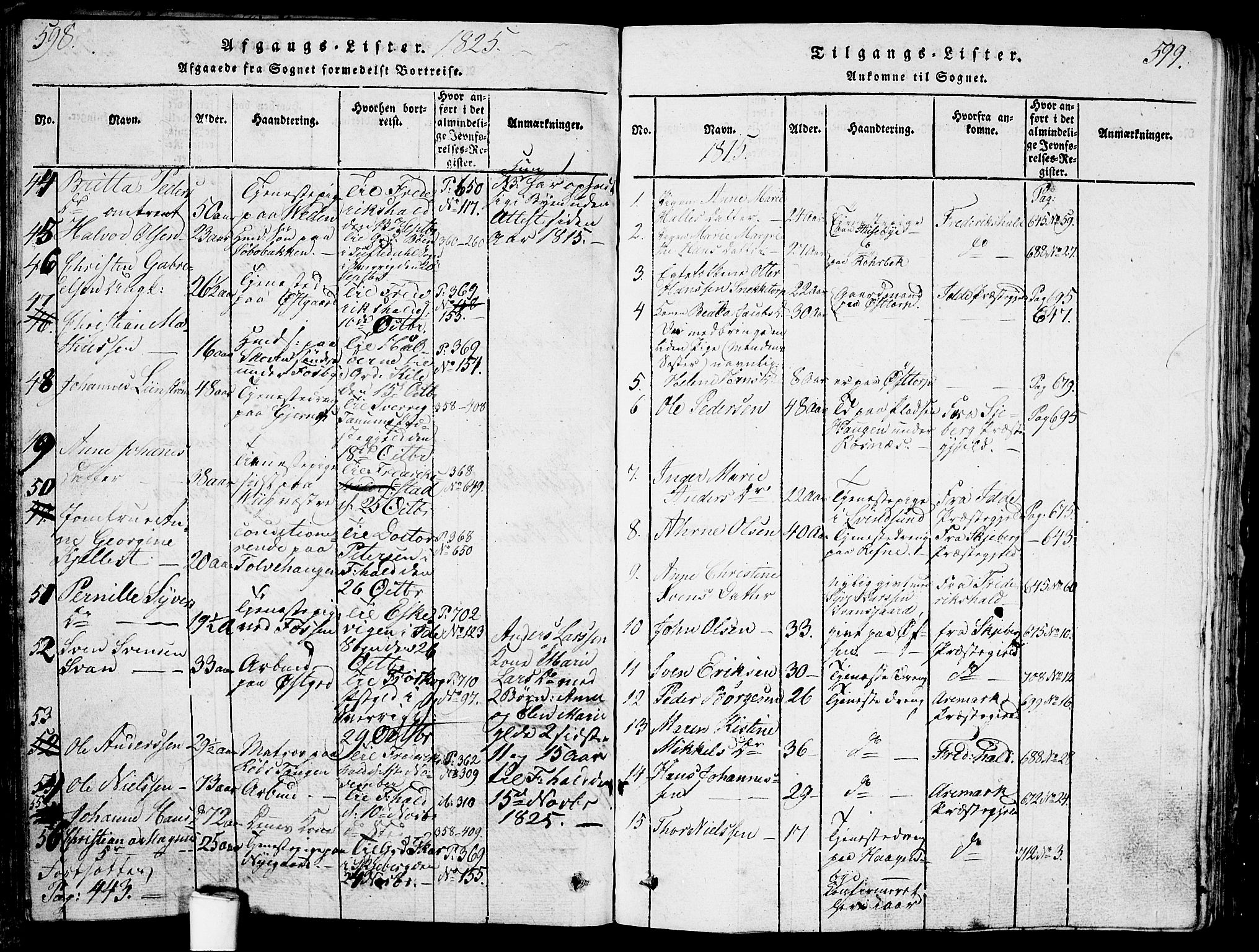 Berg prestekontor Kirkebøker, SAO/A-10902/G/Ga/L0001: Parish register (copy) no. I 1, 1815-1832, p. 598-599