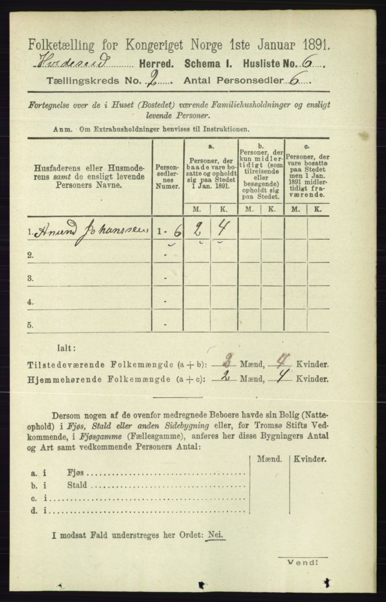 RA, 1891 census for 0829 Kviteseid, 1891, p. 264