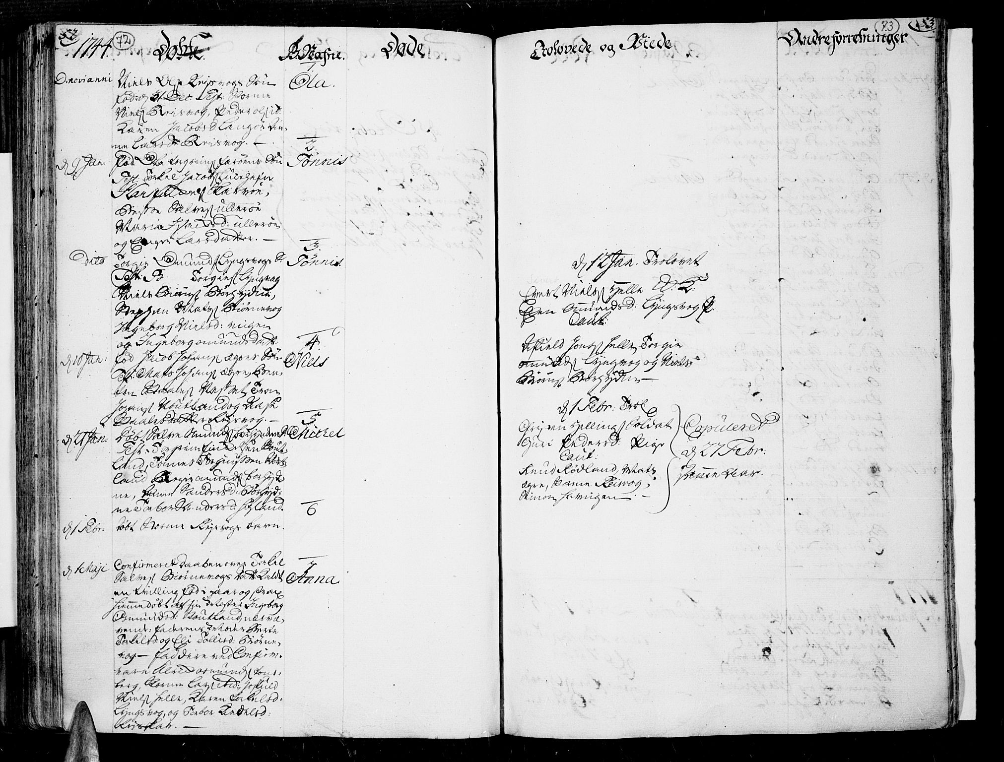 Lista sokneprestkontor, AV/SAK-1111-0027/F/Fa/L0002: Parish register (official) no. A 2 /3, 1726-1751, p. 72-73