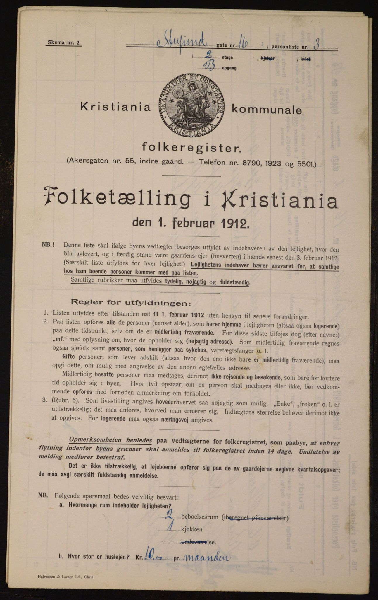 OBA, Municipal Census 1912 for Kristiania, 1912, p. 104605