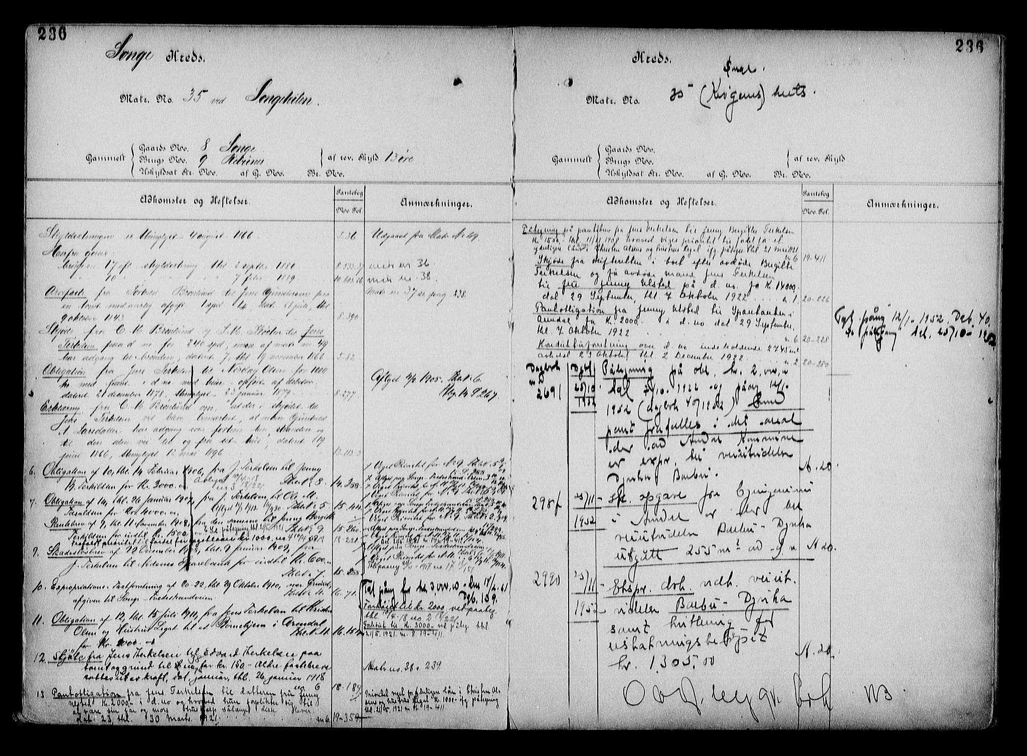 Arendal byfogd, AV/SAK-1222-0001/G/Ga/L0015: Mortgage register no. 13, 1860-1960, p. 236