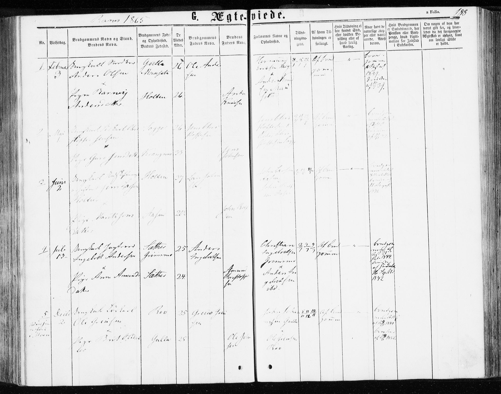 Ministerialprotokoller, klokkerbøker og fødselsregistre - Møre og Romsdal, AV/SAT-A-1454/595/L1045: Parish register (official) no. 595A07, 1863-1873, p. 188