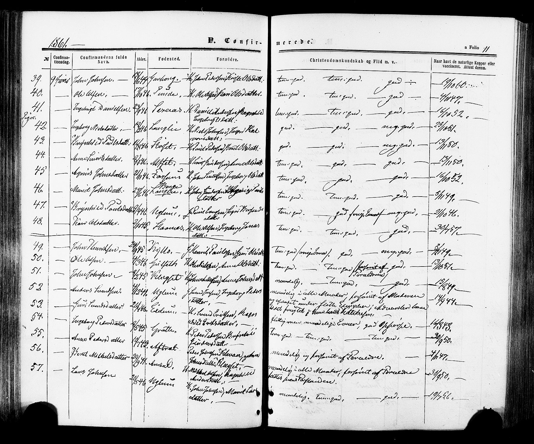 Ministerialprotokoller, klokkerbøker og fødselsregistre - Sør-Trøndelag, AV/SAT-A-1456/695/L1147: Parish register (official) no. 695A07, 1860-1877, p. 11