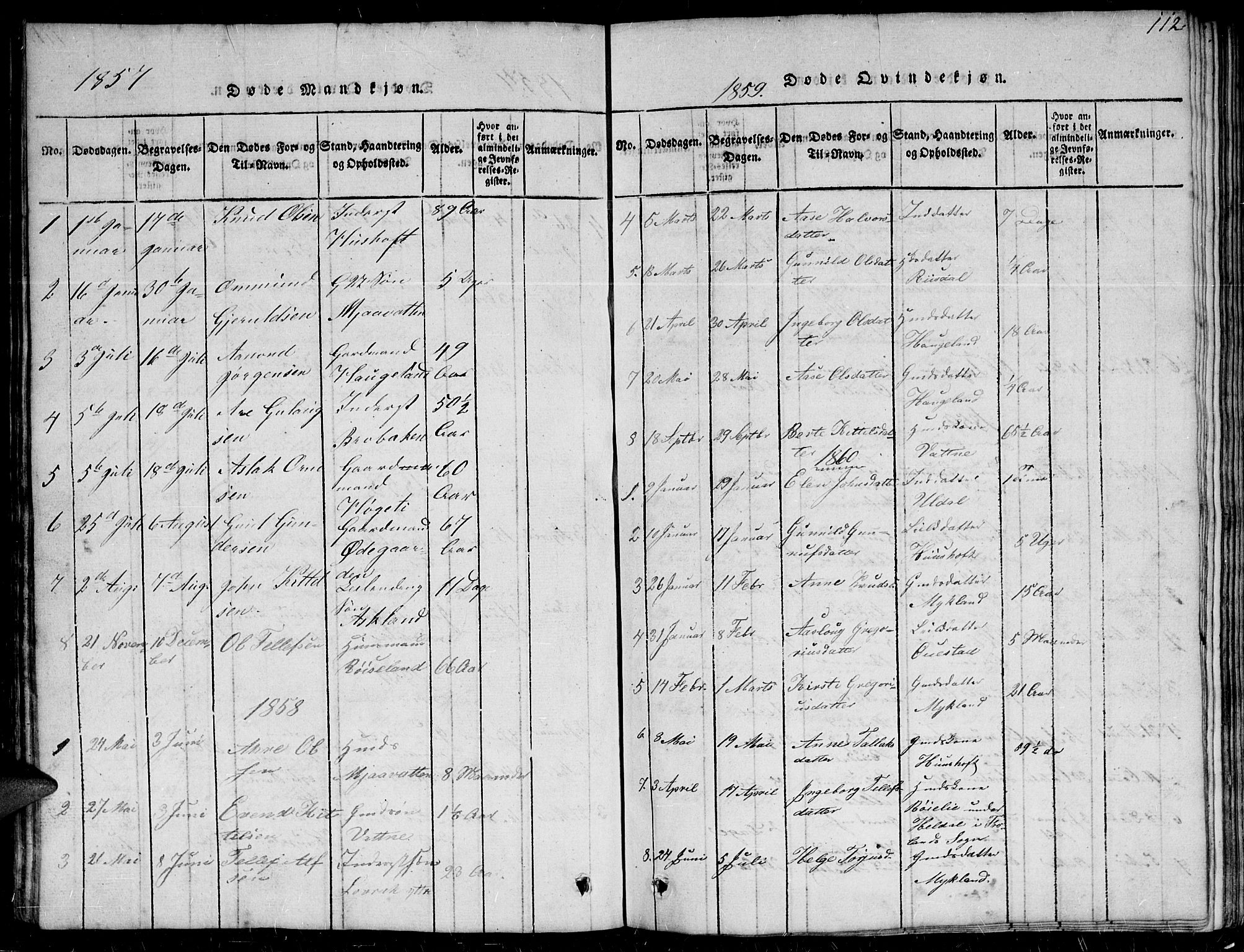 Herefoss sokneprestkontor, SAK/1111-0019/F/Fb/Fbc/L0001: Parish register (copy) no. B 1, 1816-1866, p. 112