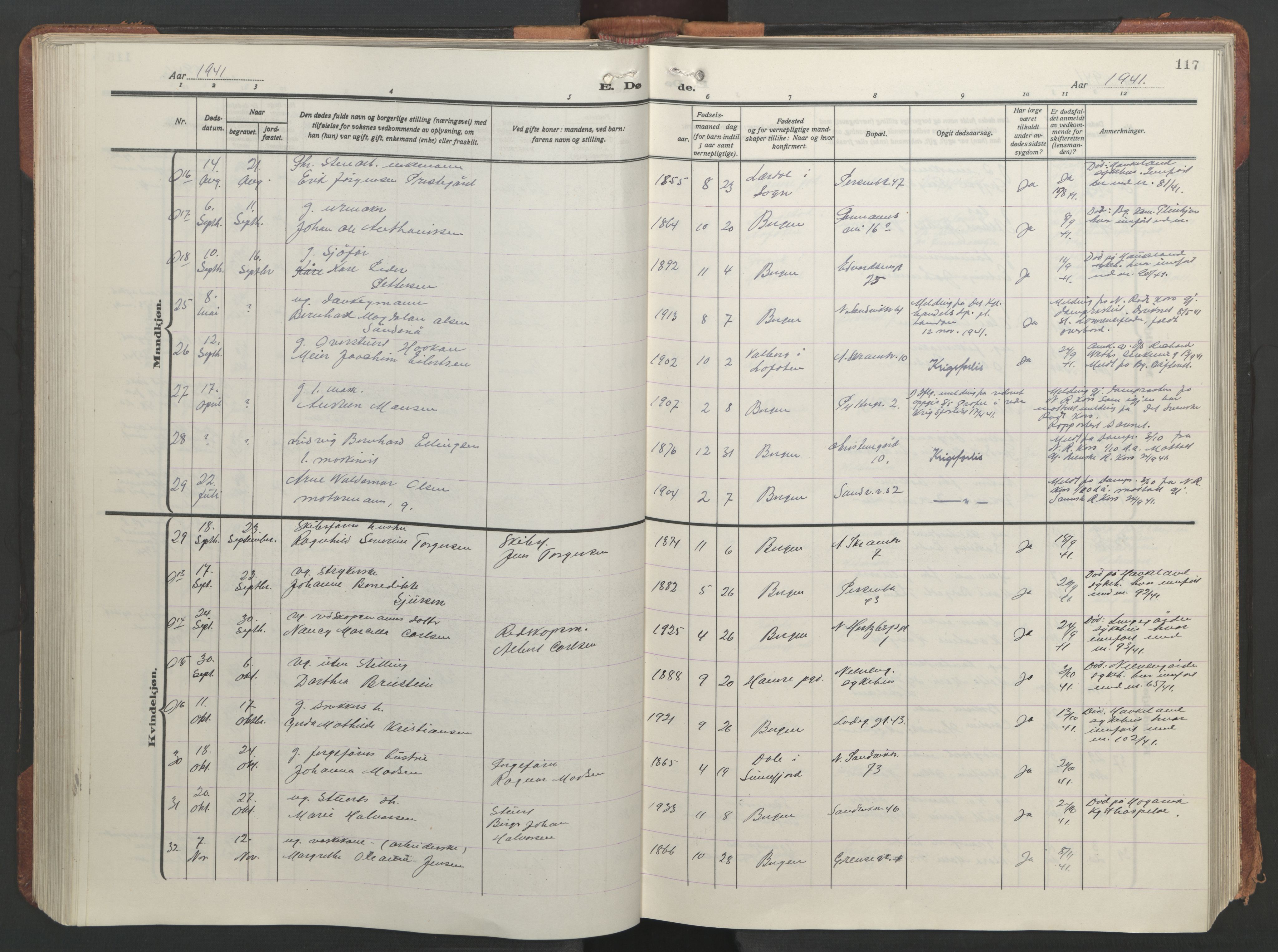 Sandviken Sokneprestembete, AV/SAB-A-77601/H/Hb/L0018: Parish register (copy) no. E 2, 1926-1962, p. 116b-117a