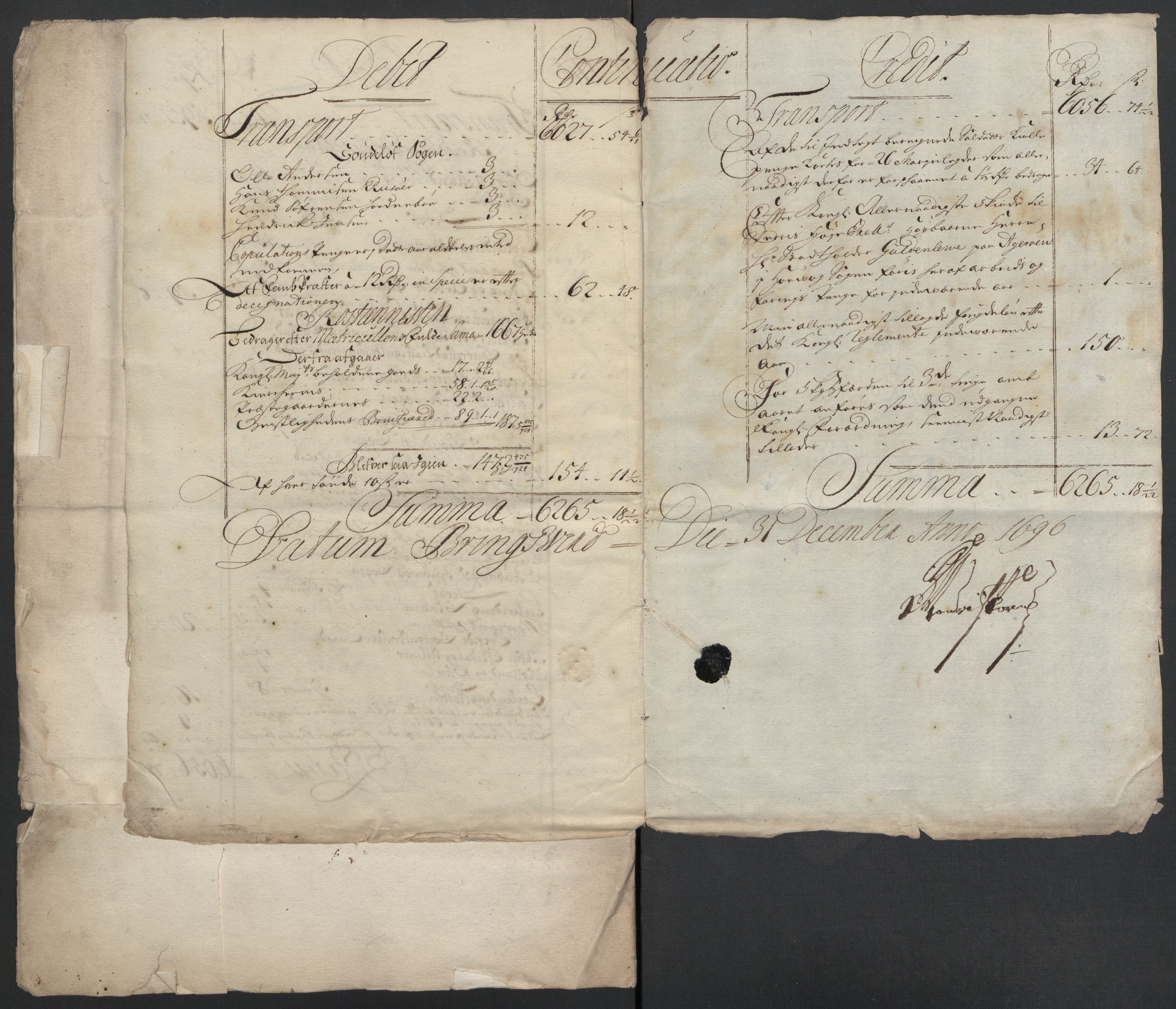 Rentekammeret inntil 1814, Reviderte regnskaper, Fogderegnskap, RA/EA-4092/R39/L2313: Fogderegnskap Nedenes, 1696-1697, p. 15