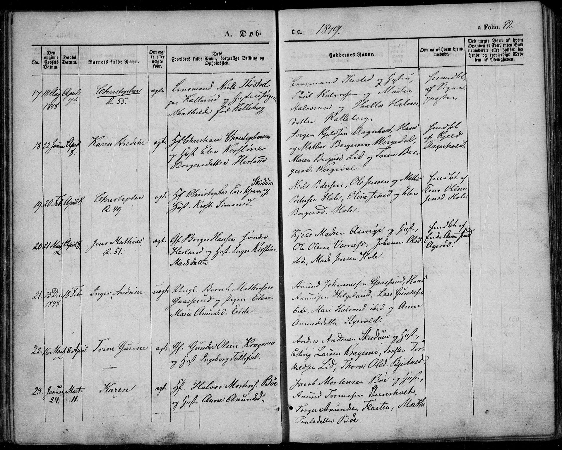 Lardal kirkebøker, AV/SAKO-A-350/F/Fa/L0006: Parish register (official) no. I 6, 1835-1860, p. 82