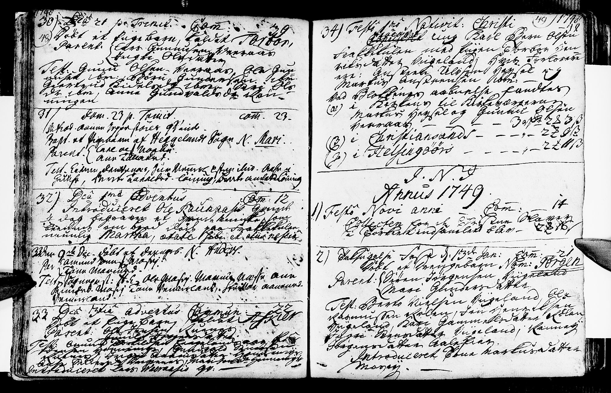 Vennesla sokneprestkontor, AV/SAK-1111-0045/Fa/Fab/L0001: Parish register (official) no. A 1, 1741-1794, p. 48-49