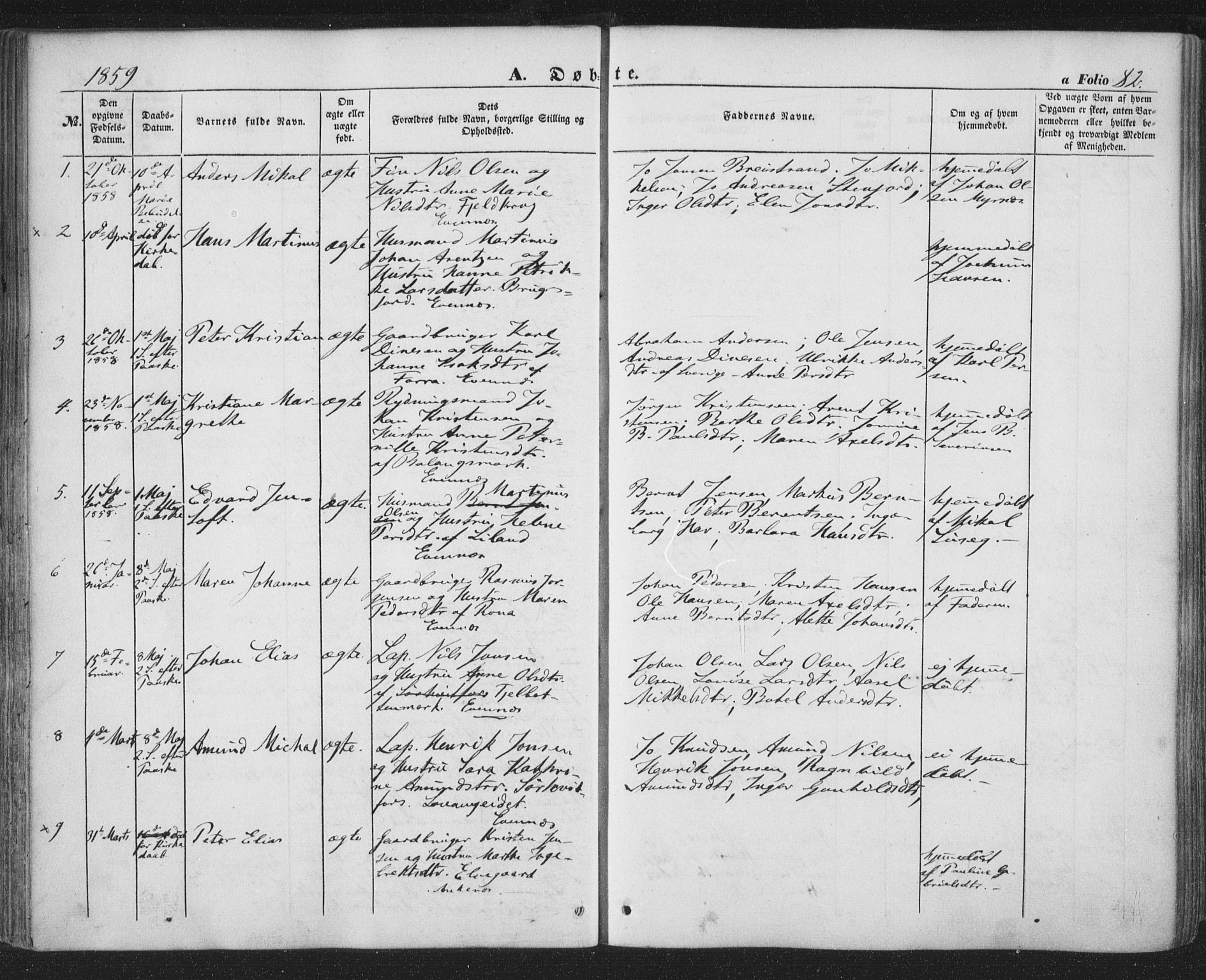 Ministerialprotokoller, klokkerbøker og fødselsregistre - Nordland, AV/SAT-A-1459/863/L0895: Parish register (official) no. 863A07, 1851-1860, p. 82