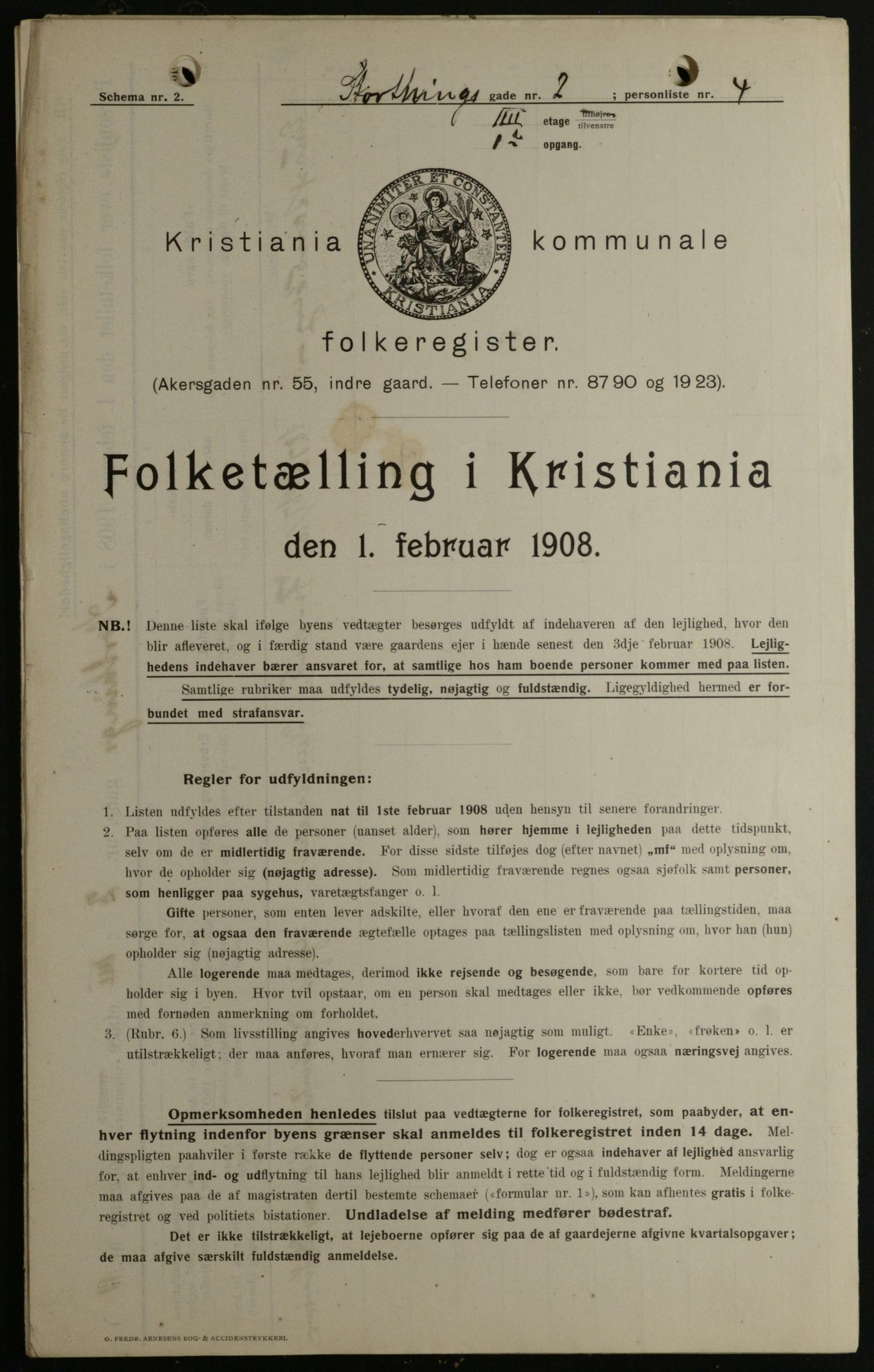 OBA, Municipal Census 1908 for Kristiania, 1908, p. 93027