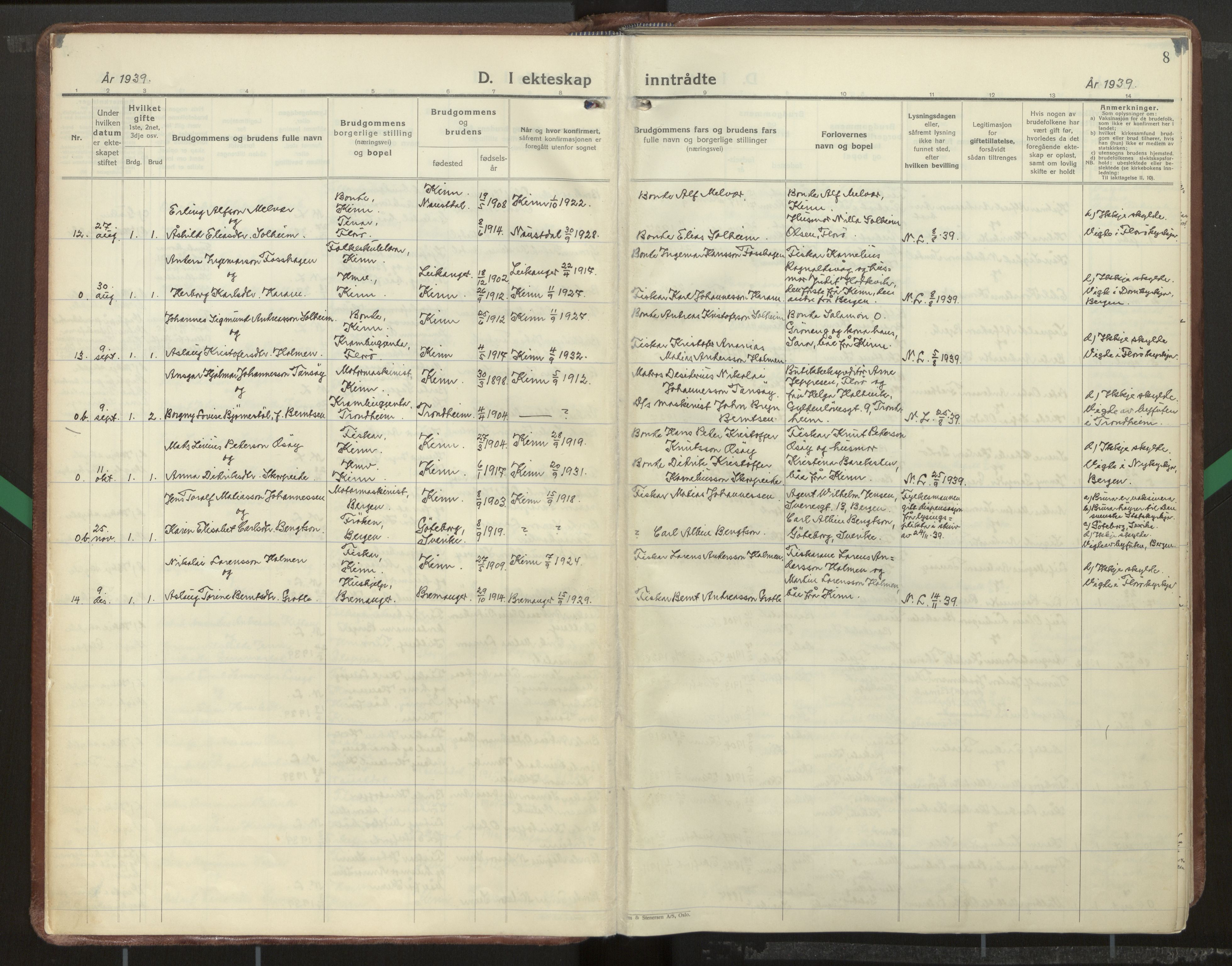 Kinn sokneprestembete, AV/SAB-A-80801/H/Haa/Haab/L0012: Parish register (official) no. B 12, 1937-1968, p. 8