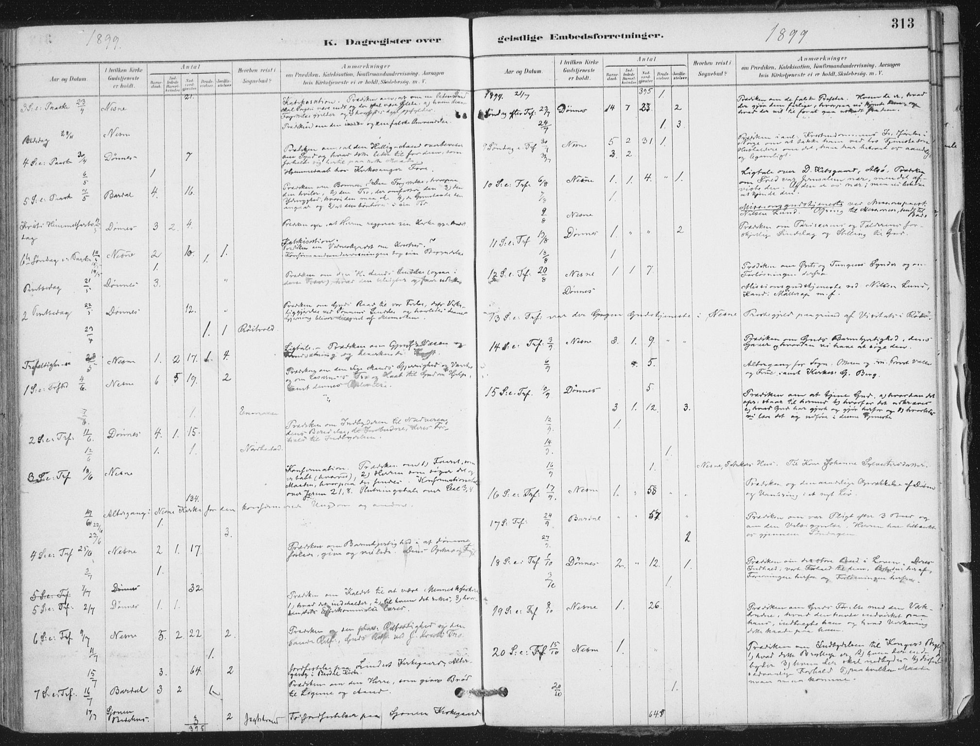 Ministerialprotokoller, klokkerbøker og fødselsregistre - Nordland, AV/SAT-A-1459/838/L0553: Parish register (official) no. 838A11, 1880-1910, p. 313