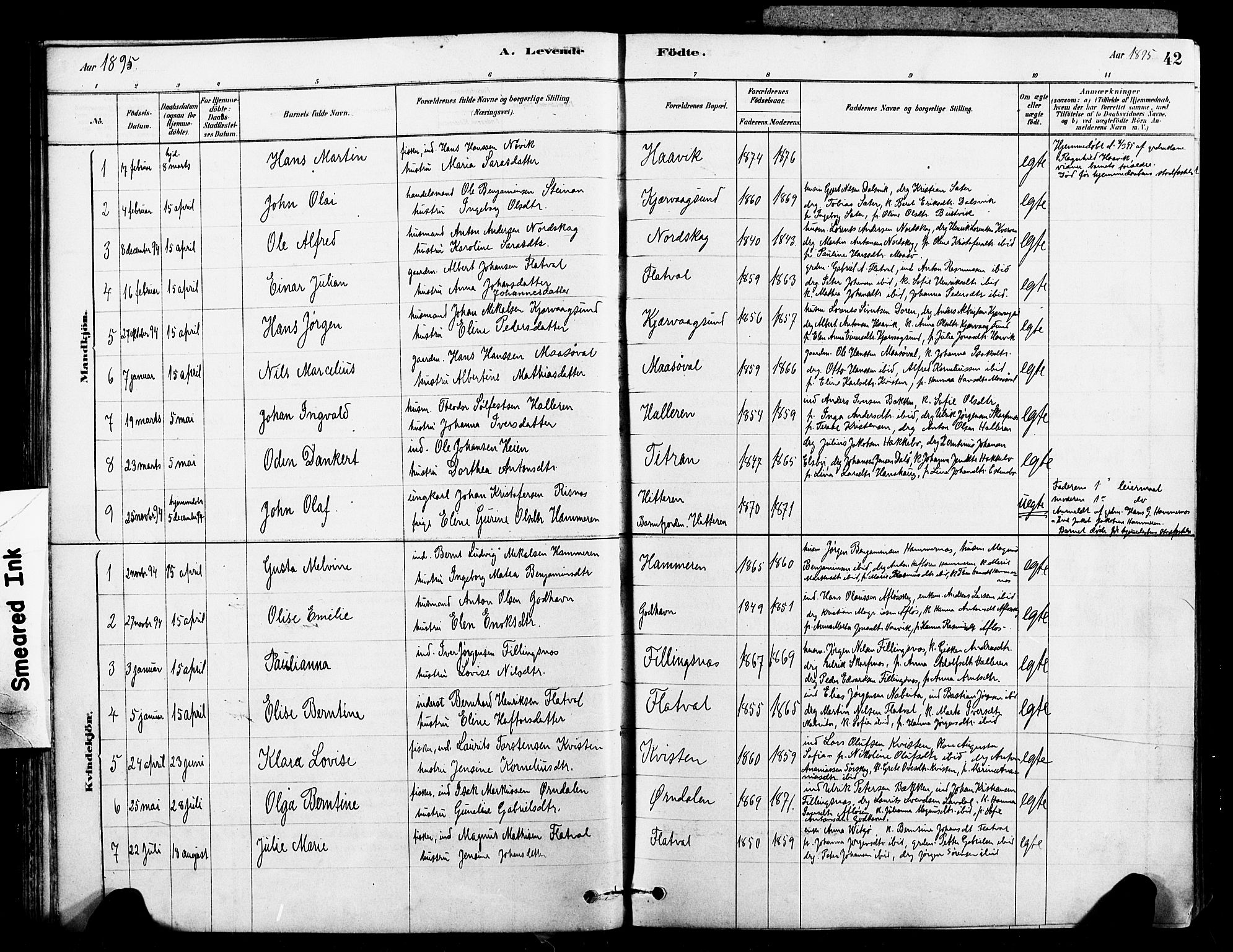Ministerialprotokoller, klokkerbøker og fødselsregistre - Sør-Trøndelag, SAT/A-1456/641/L0595: Parish register (official) no. 641A01, 1882-1897, p. 42
