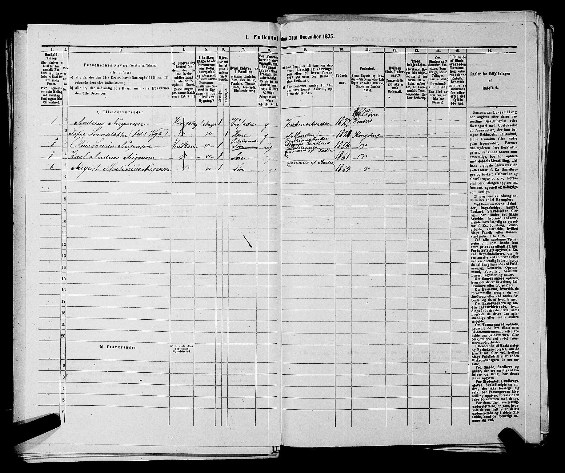 SAKO, 1875 census for 0604B Kongsberg/Kongsberg, 1875, p. 108