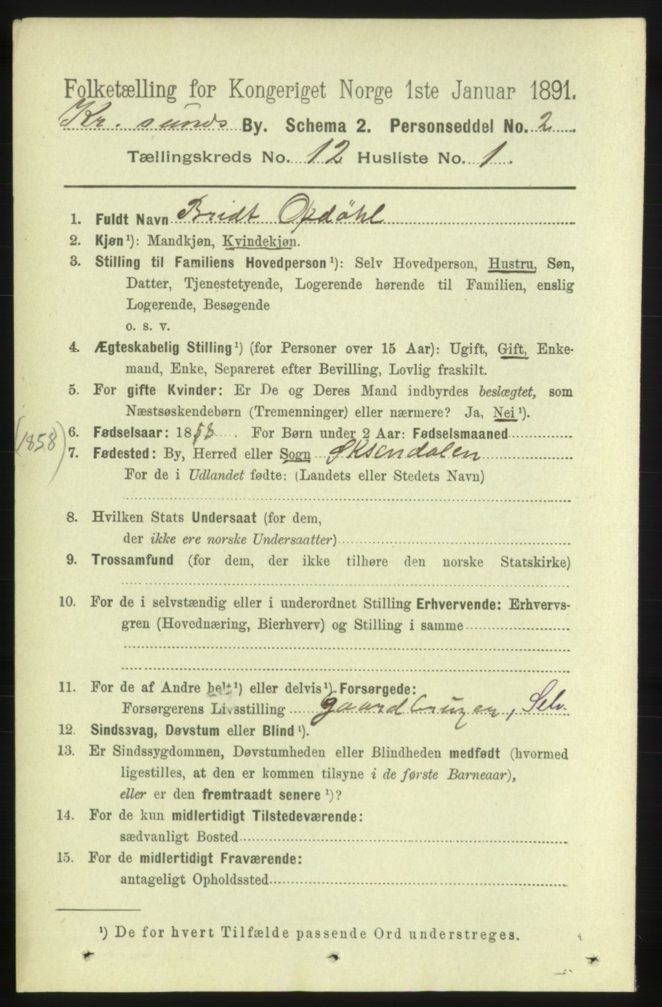 RA, 1891 census for 1503 Kristiansund, 1891, p. 9148