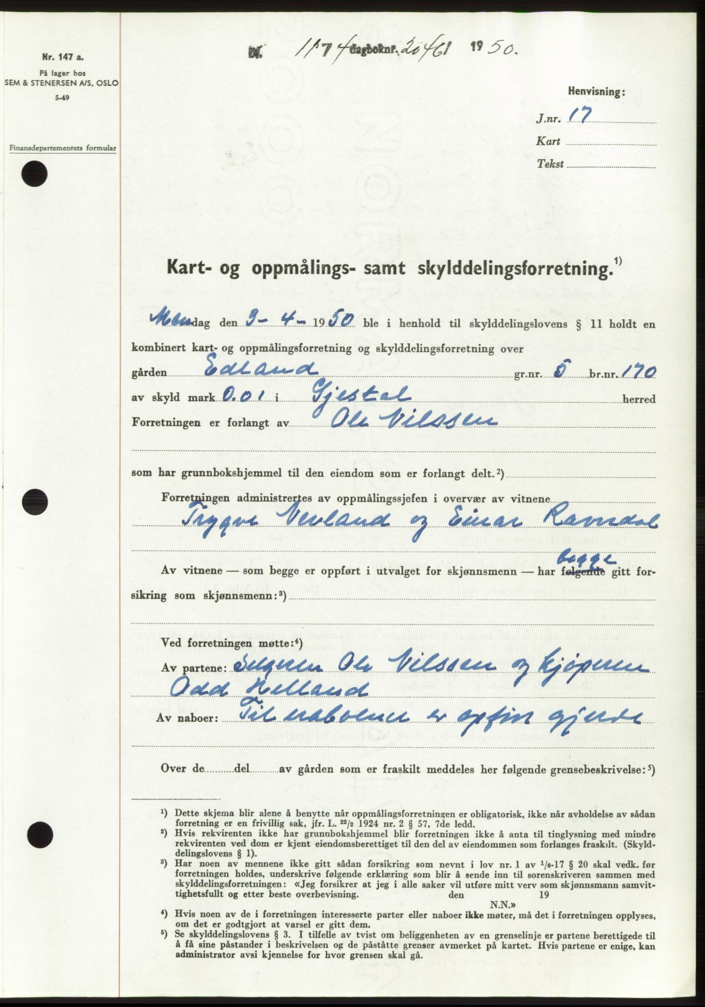 Jæren sorenskriveri, SAST/A-100310/03/G/Gba/L0107: Mortgage book, 1950-1950, Diary no: : 2046/1950