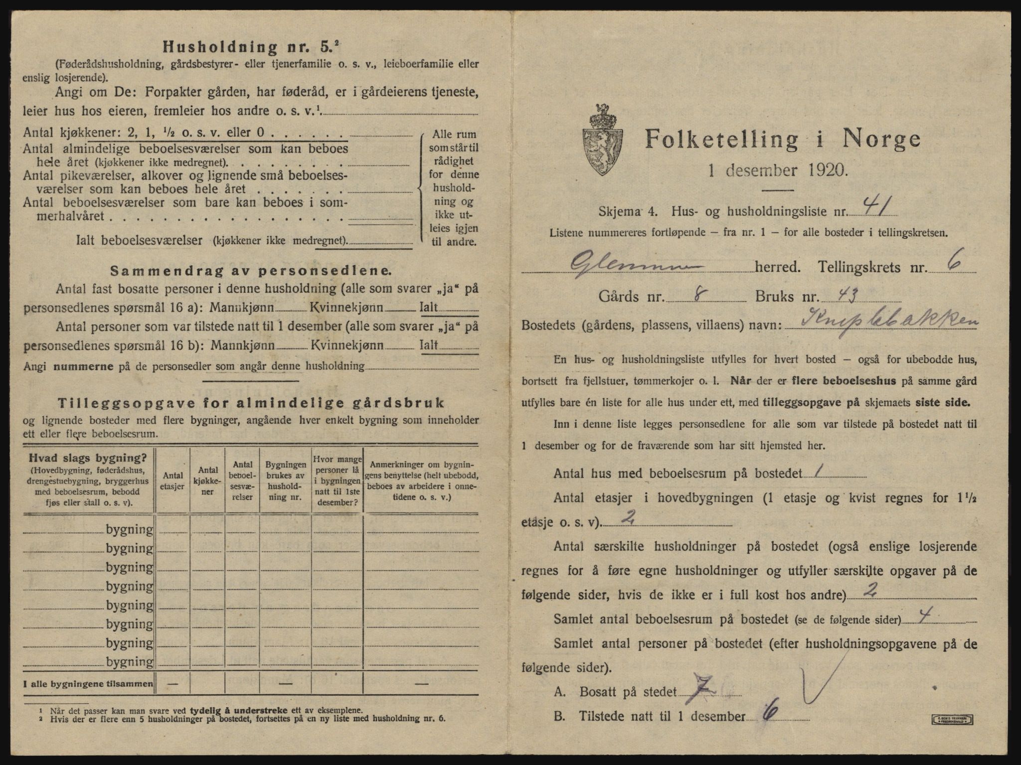 SAO, 1920 census for Glemmen, 1920, p. 2239