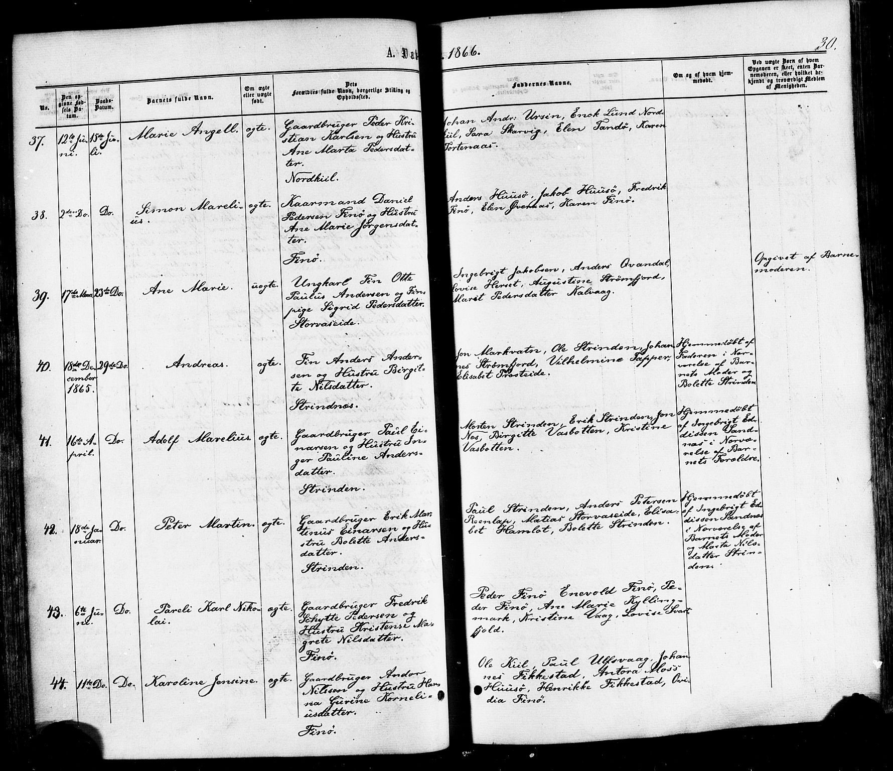 Ministerialprotokoller, klokkerbøker og fødselsregistre - Nordland, AV/SAT-A-1459/859/L0845: Parish register (official) no. 859A05, 1863-1877, p. 30