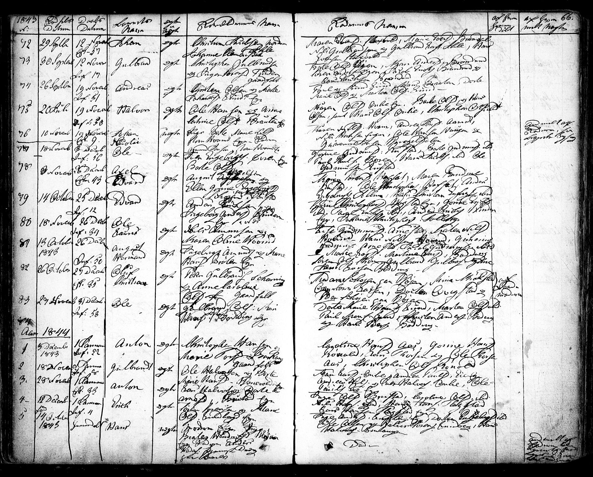 Nes prestekontor Kirkebøker, AV/SAO-A-10410/F/Fa/L0006: Parish register (official) no. I 6, 1833-1845, p. 66