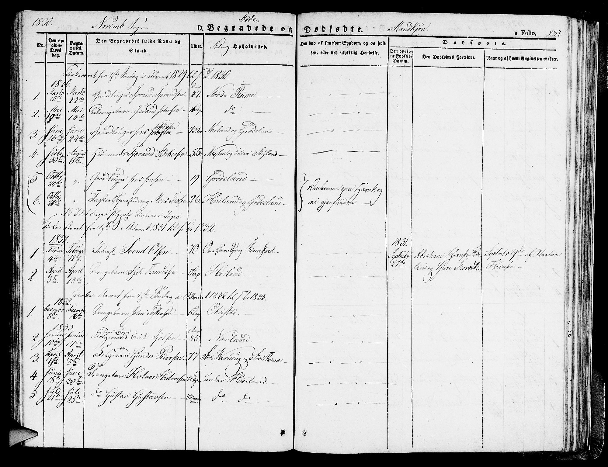 Hå sokneprestkontor, SAST/A-101801/001/30BA/L0004: Parish register (official) no. A 4.1 /1, 1826-1841, p. 234